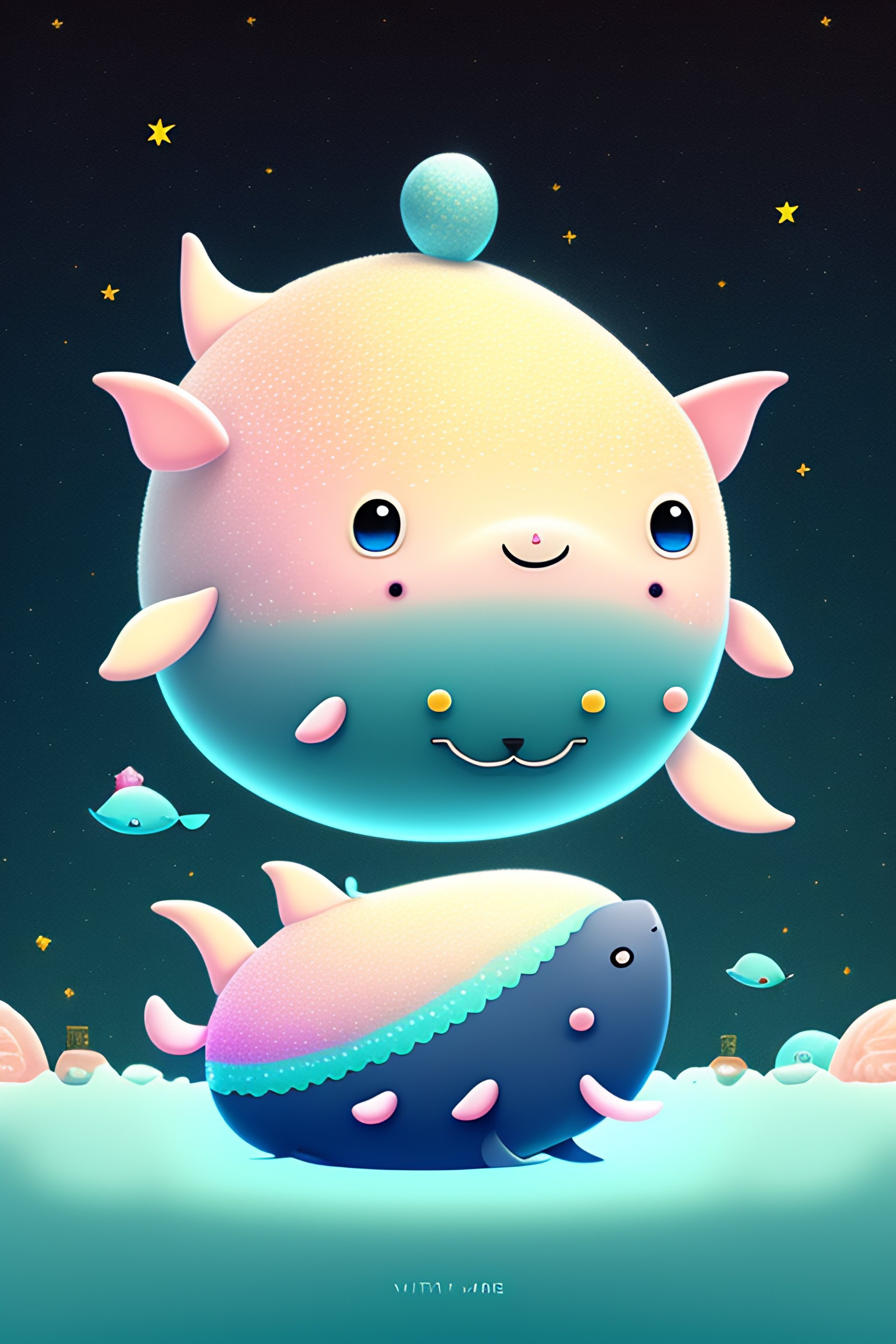 Lexica - CUTE AND ADORABLE CARTOON FLUFFY WHALE, PARTY, FANTASY ...