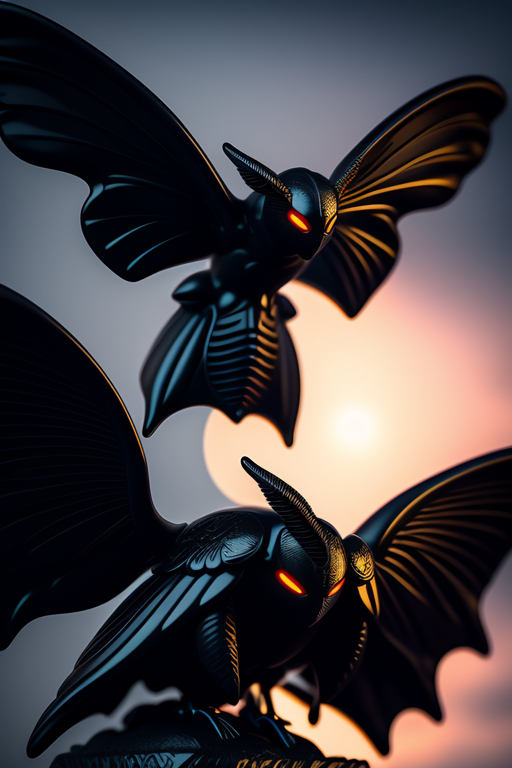 Lexica - Mothman made with black stone, Giovanni Strazza sculpt style ...