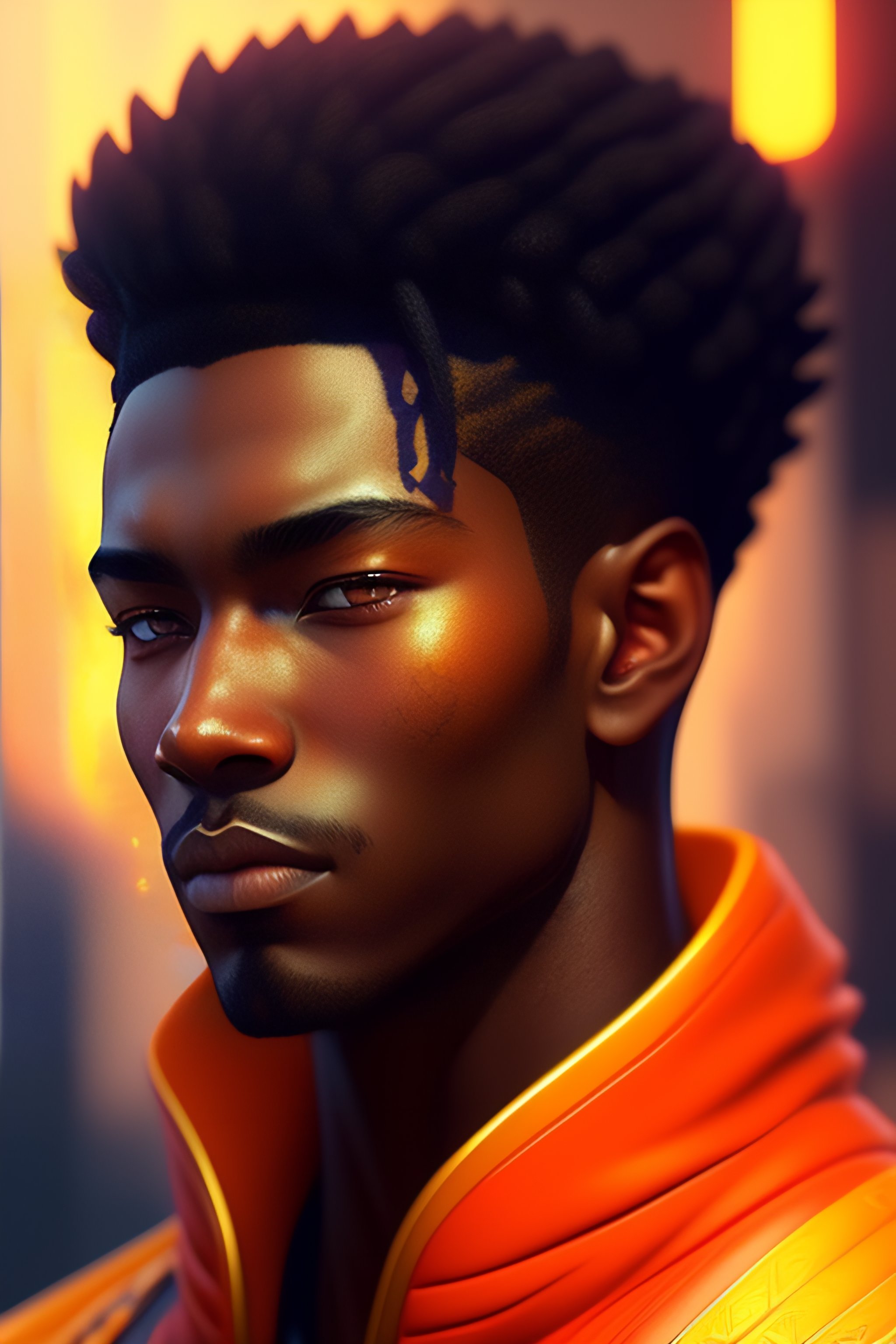 Lexica Portrait Of A Dark Skinned Male God With Glowing Golden Eyes