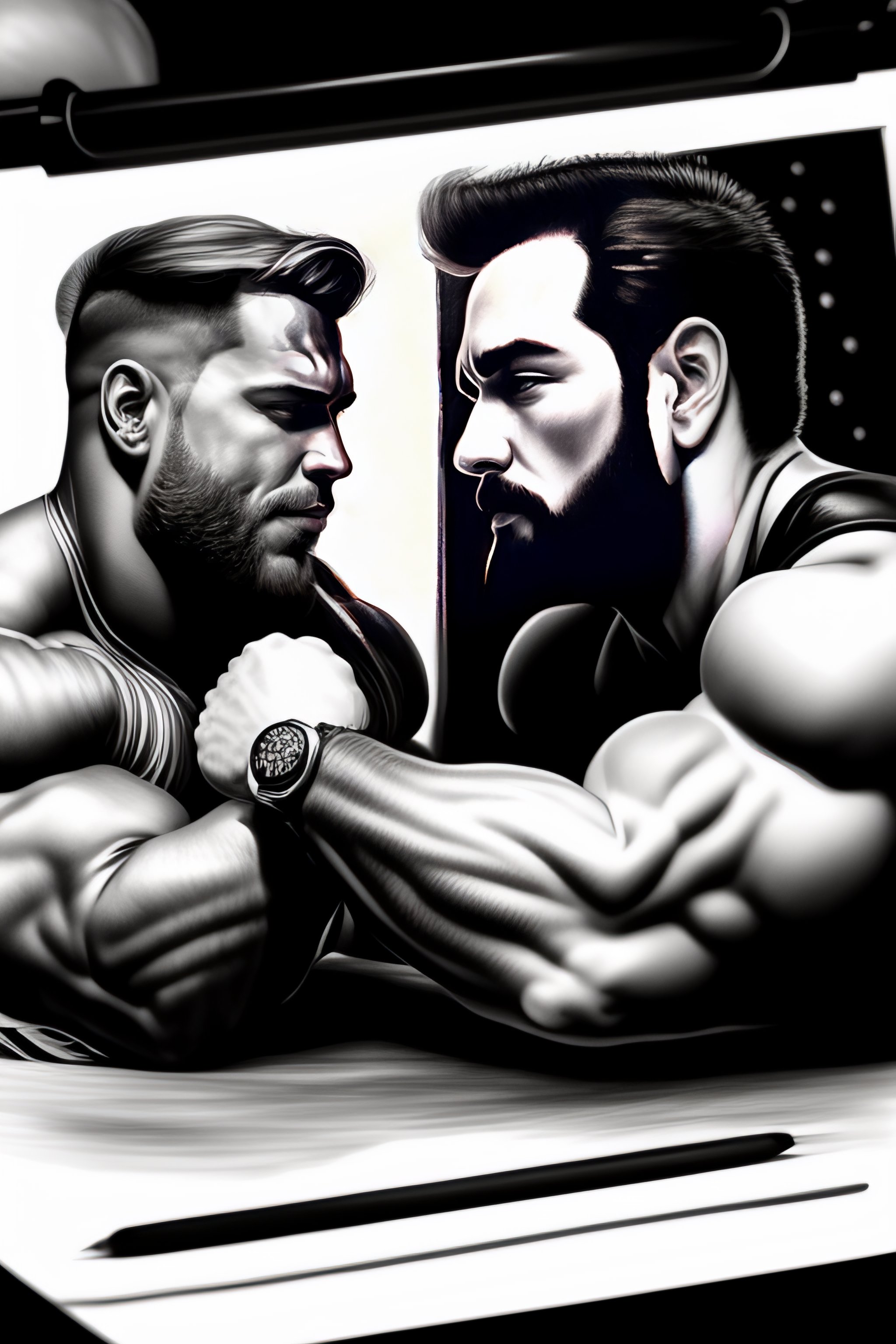 Lexica Big strong arm armwrestling drawing sketch