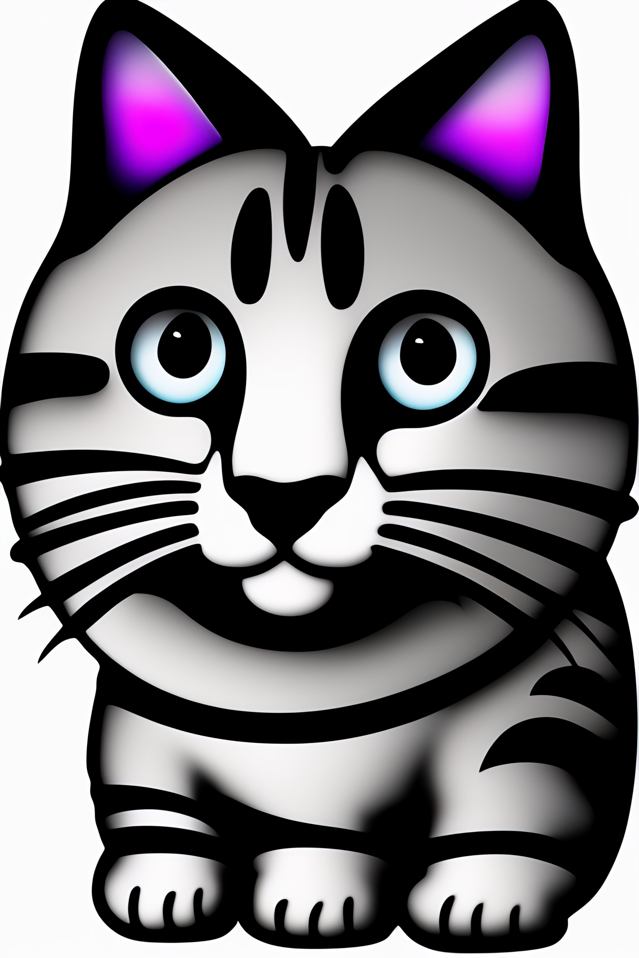 Lexica Clipart happy cat face black and white