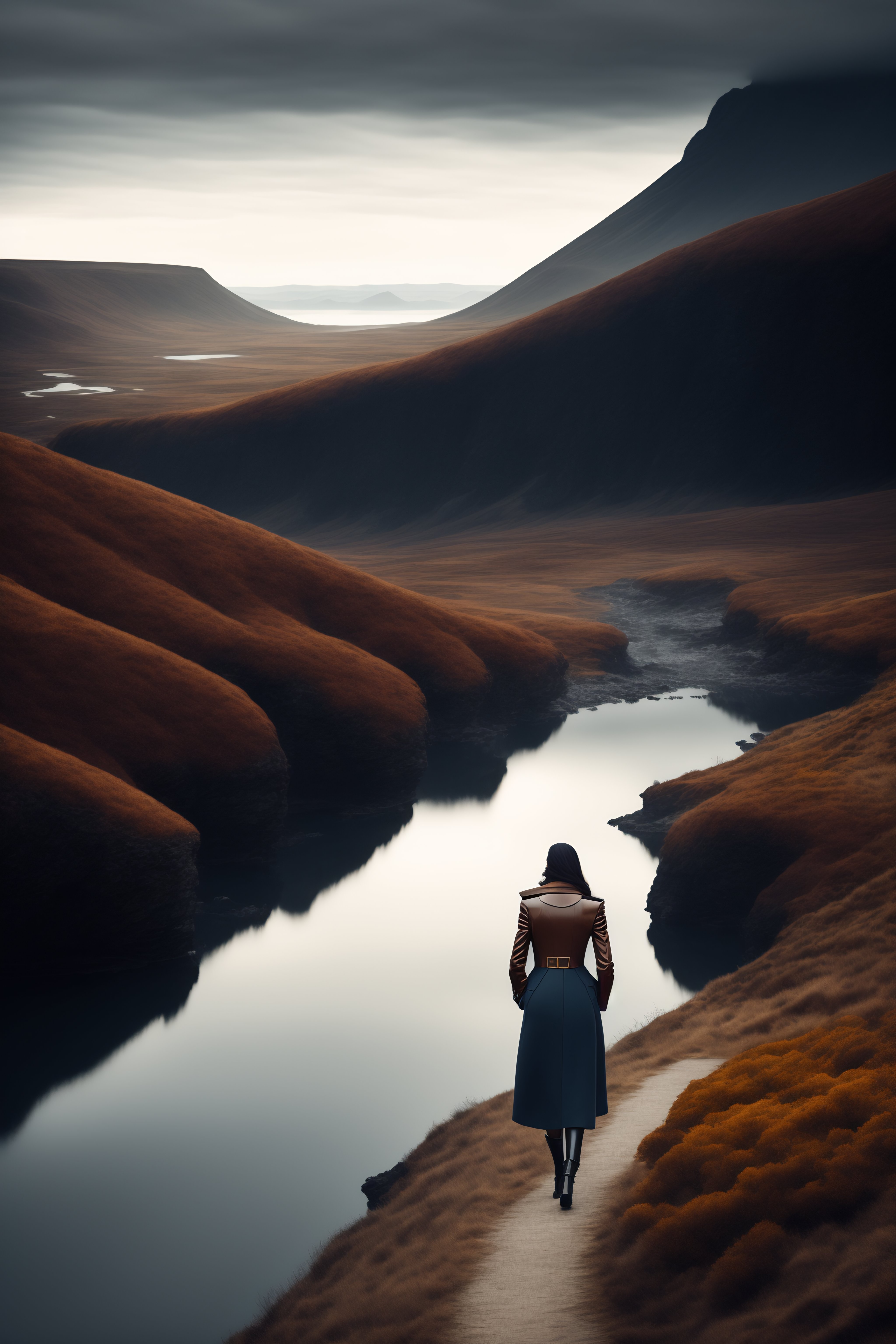 Lexica - Steven meisel landscape photography, woman walking, view from ...