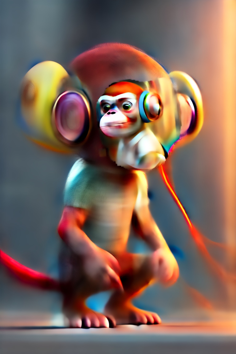 Lexica - Monkey with headphones on his ears, 3D rendering by Ron ...