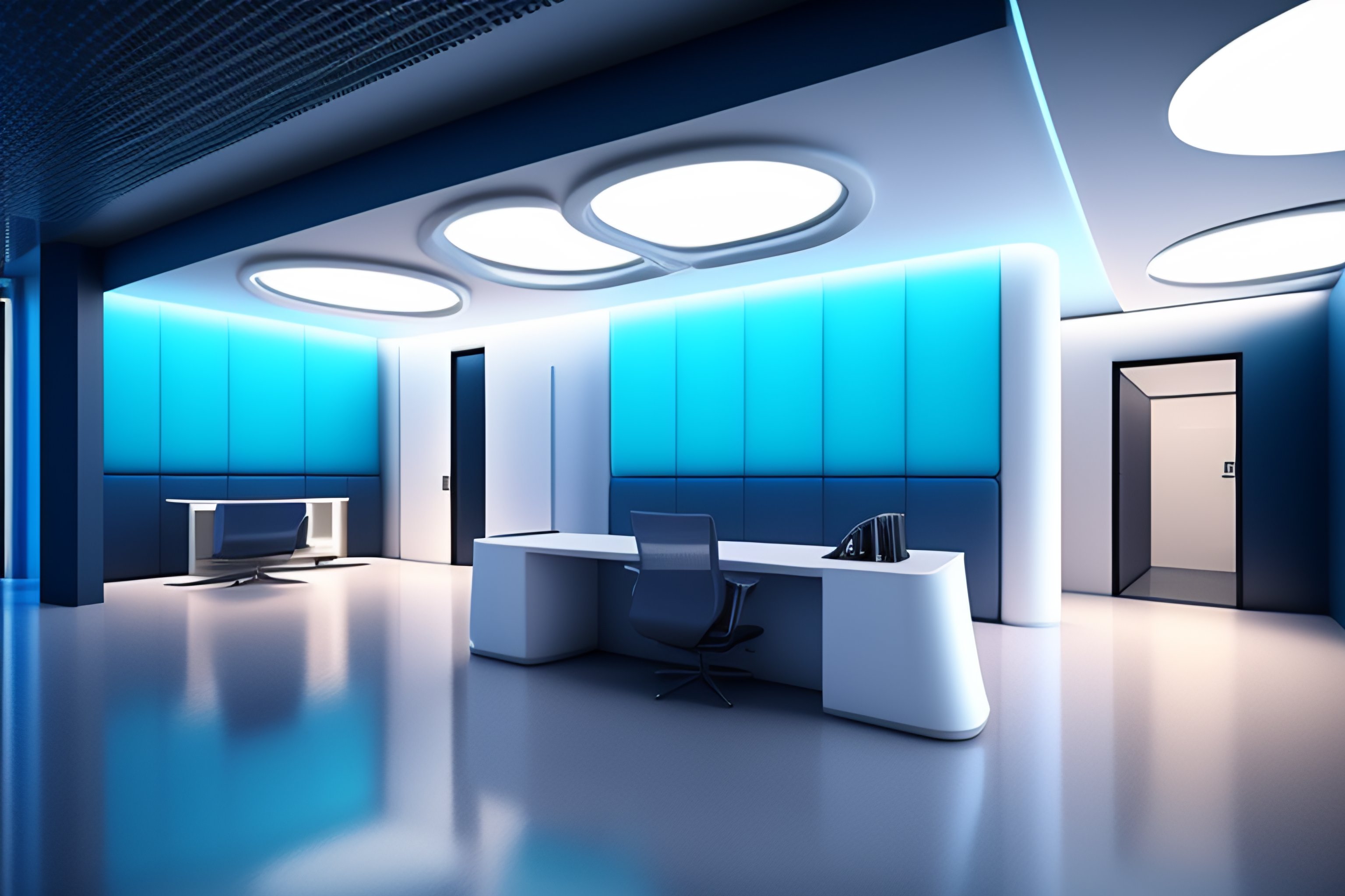 Lexica - Futuristic coporate office interior photorealistic archviz ...