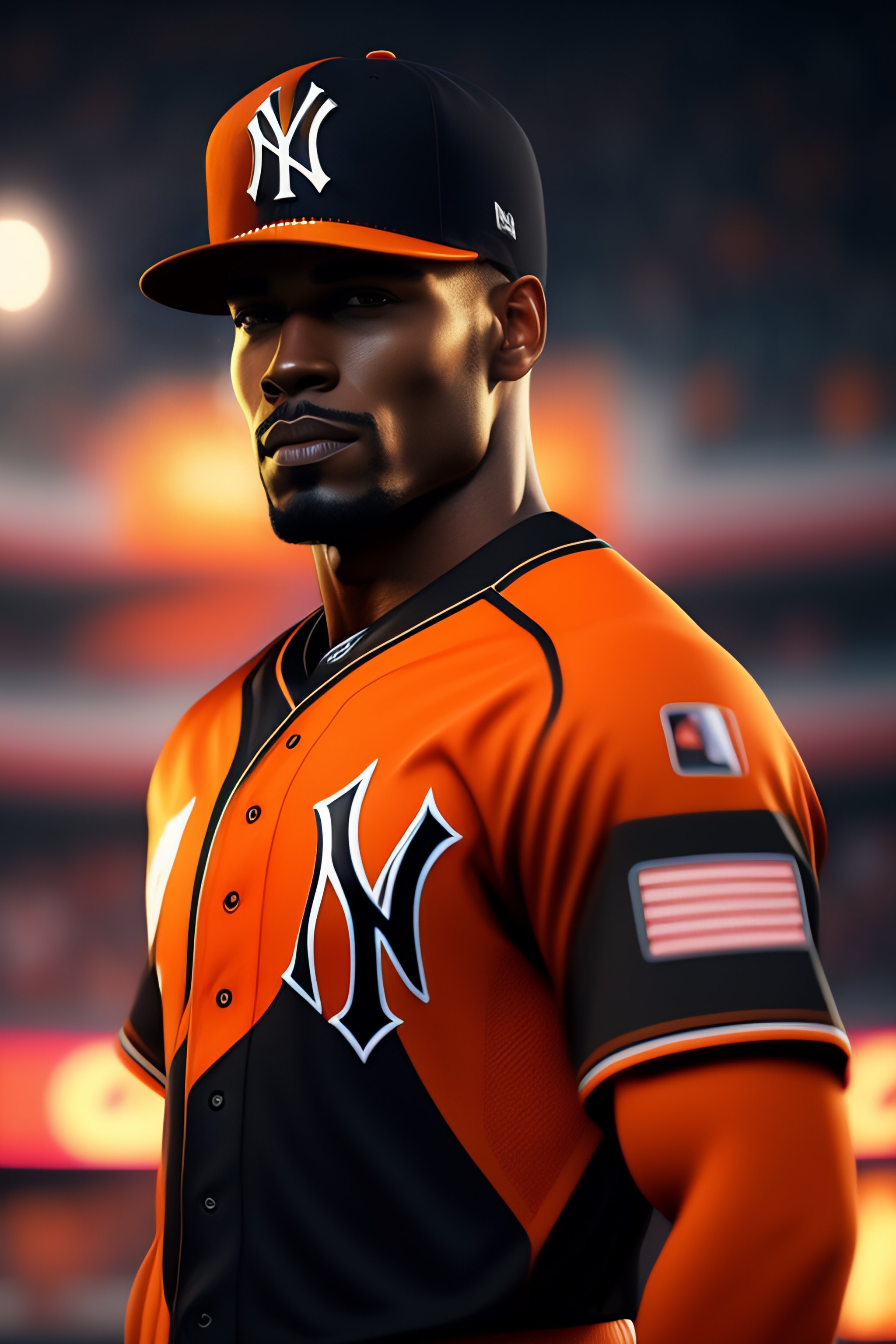 Lexica - black and whithe new york yankees uniform with black and orange  double stripes