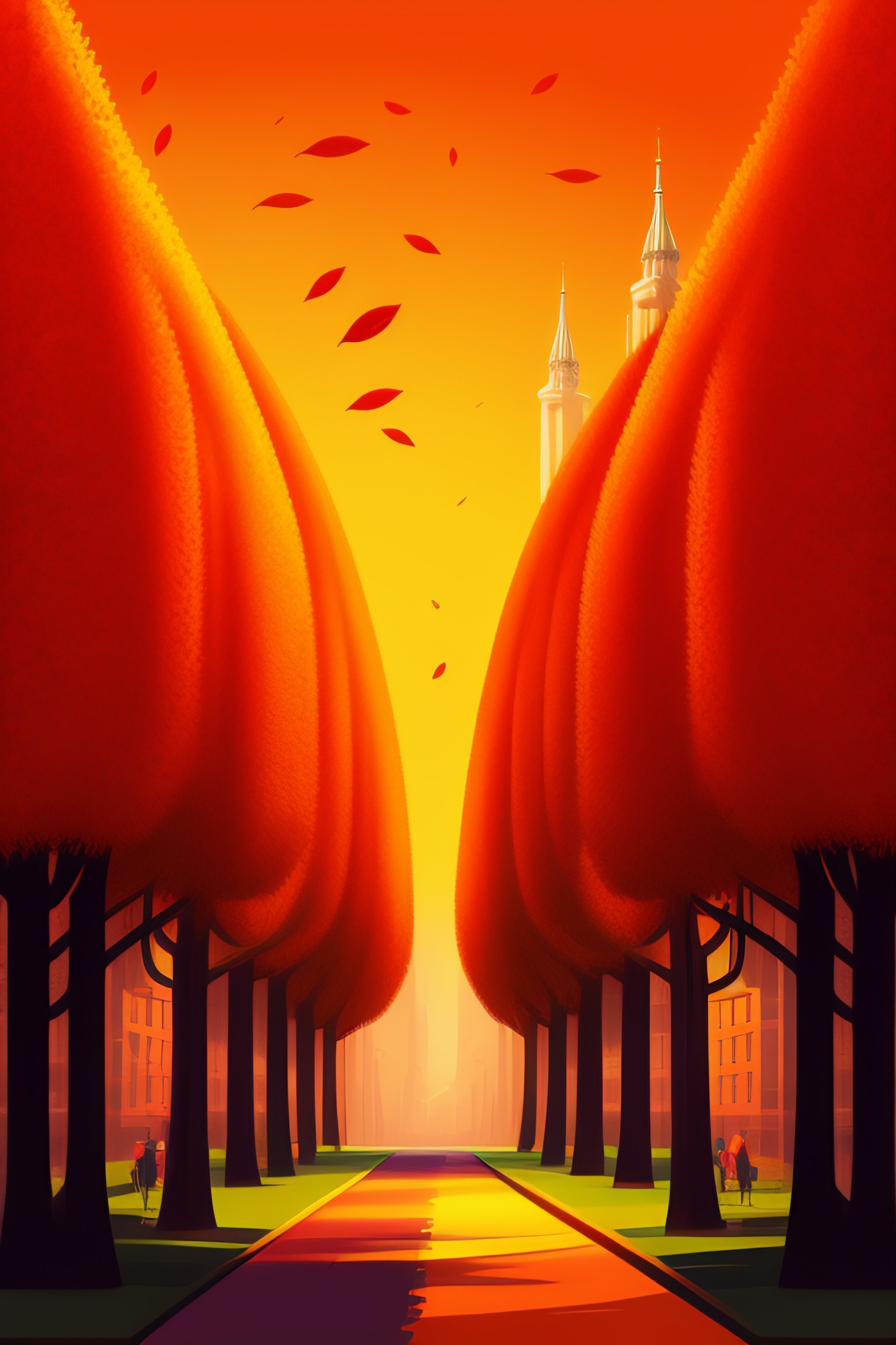 Lexica Logo for an art festival, simple, orange, red, brown, fall