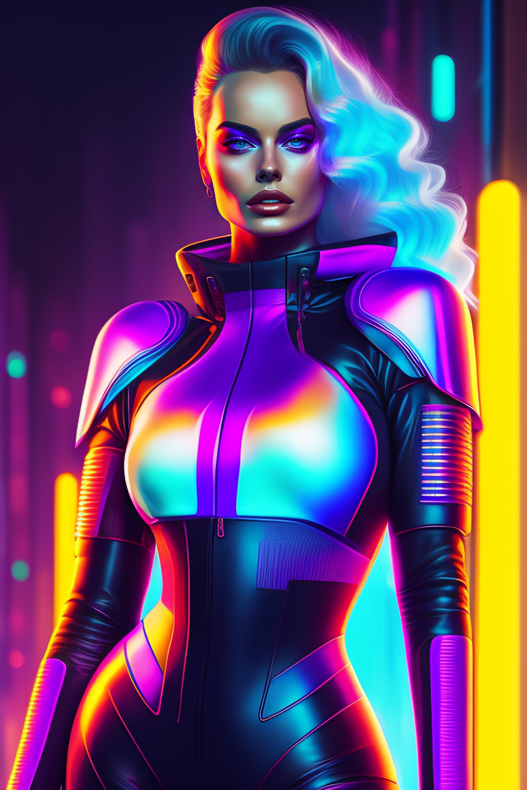 Lexica - Margot robbie, detailed full body portrait Neon Operator Girl ...