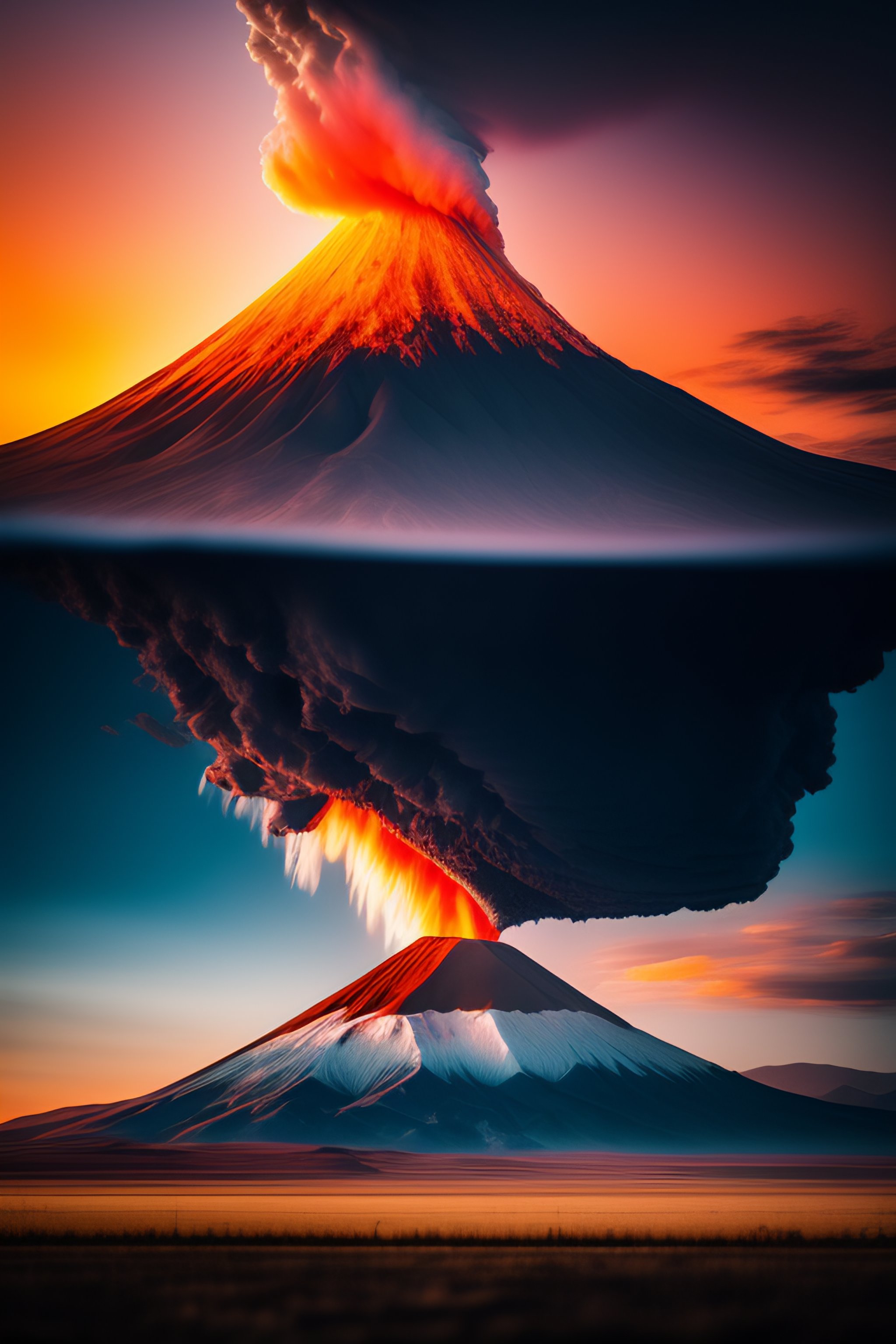 Lexica - Image of volcano errupting from the sky