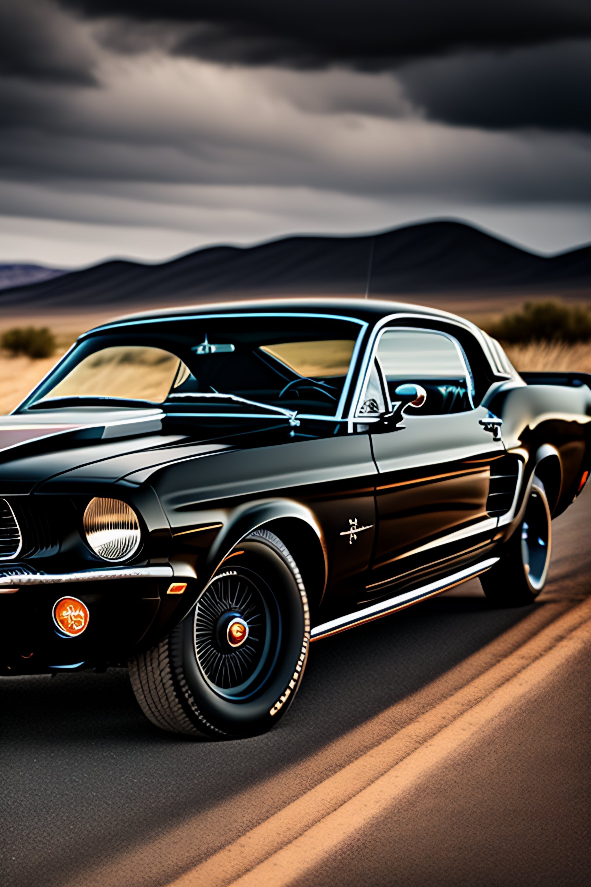 Lexica - Daguerreotype portrait of a vintage black mustang car, high ...