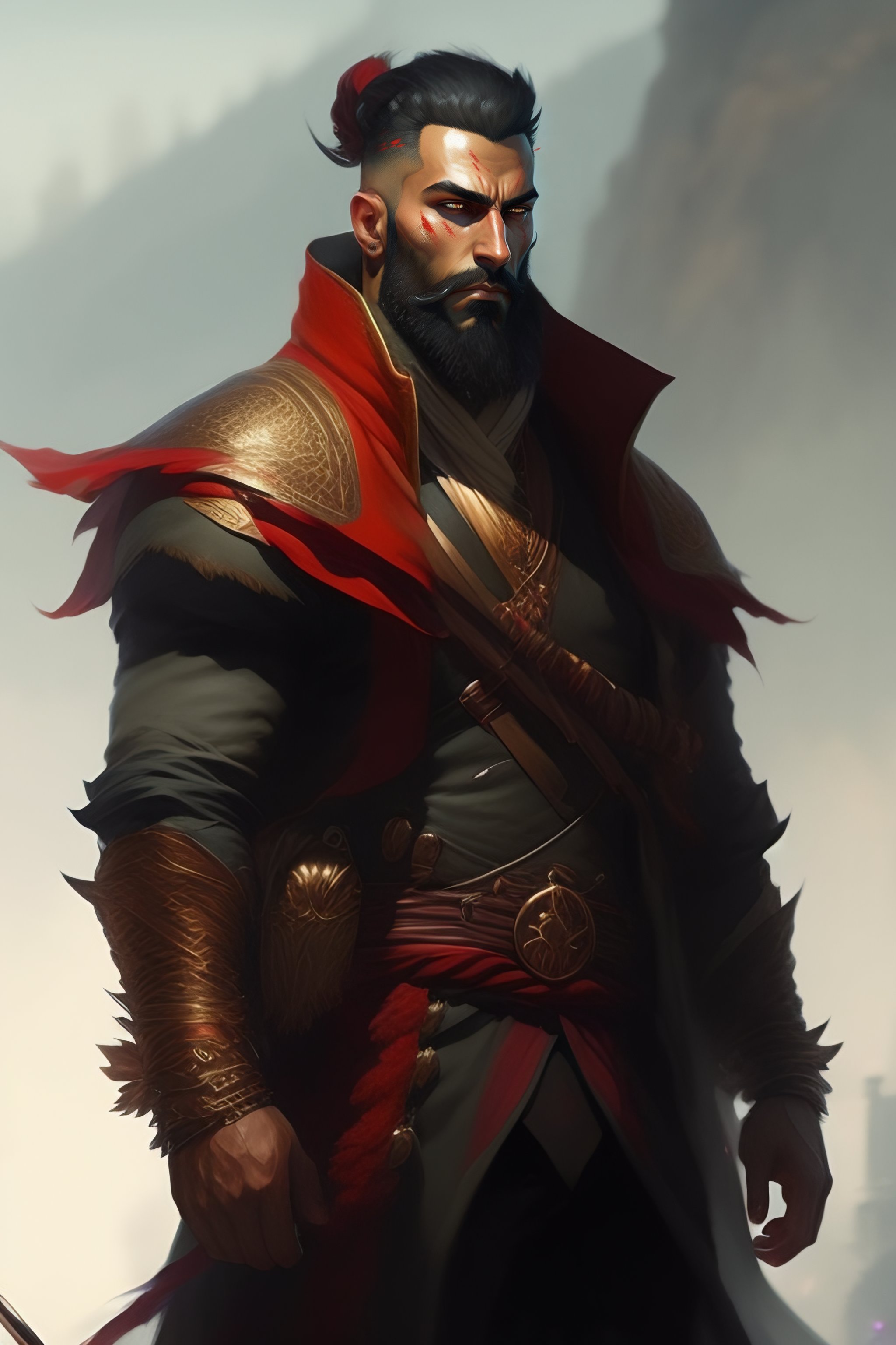 Lexica - Turkish man, beard, strong, red eyes, on artstation by greg ...