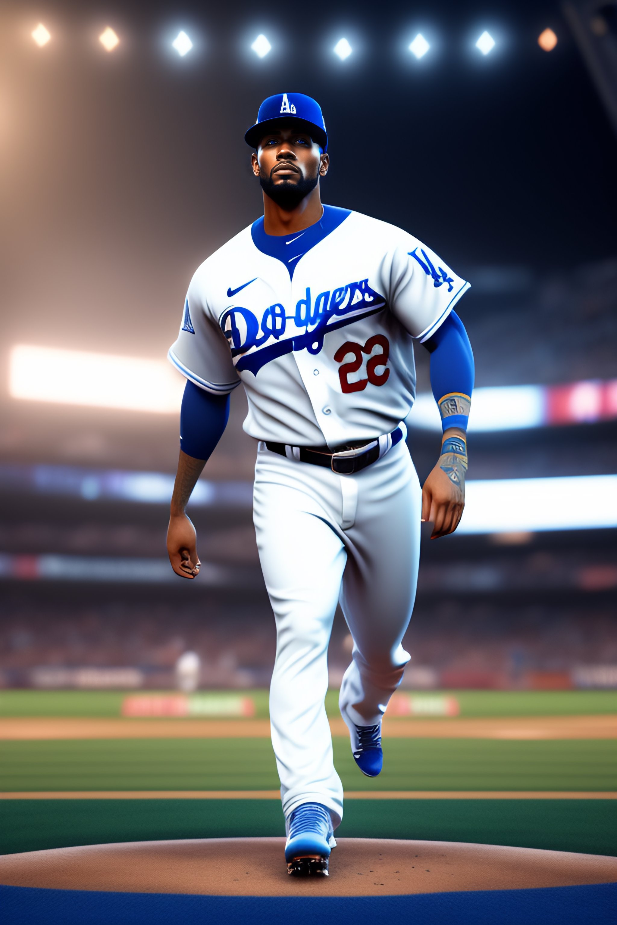 lexica-white-and-blue-los-angeles-dodgers-uniform-unreal-engine