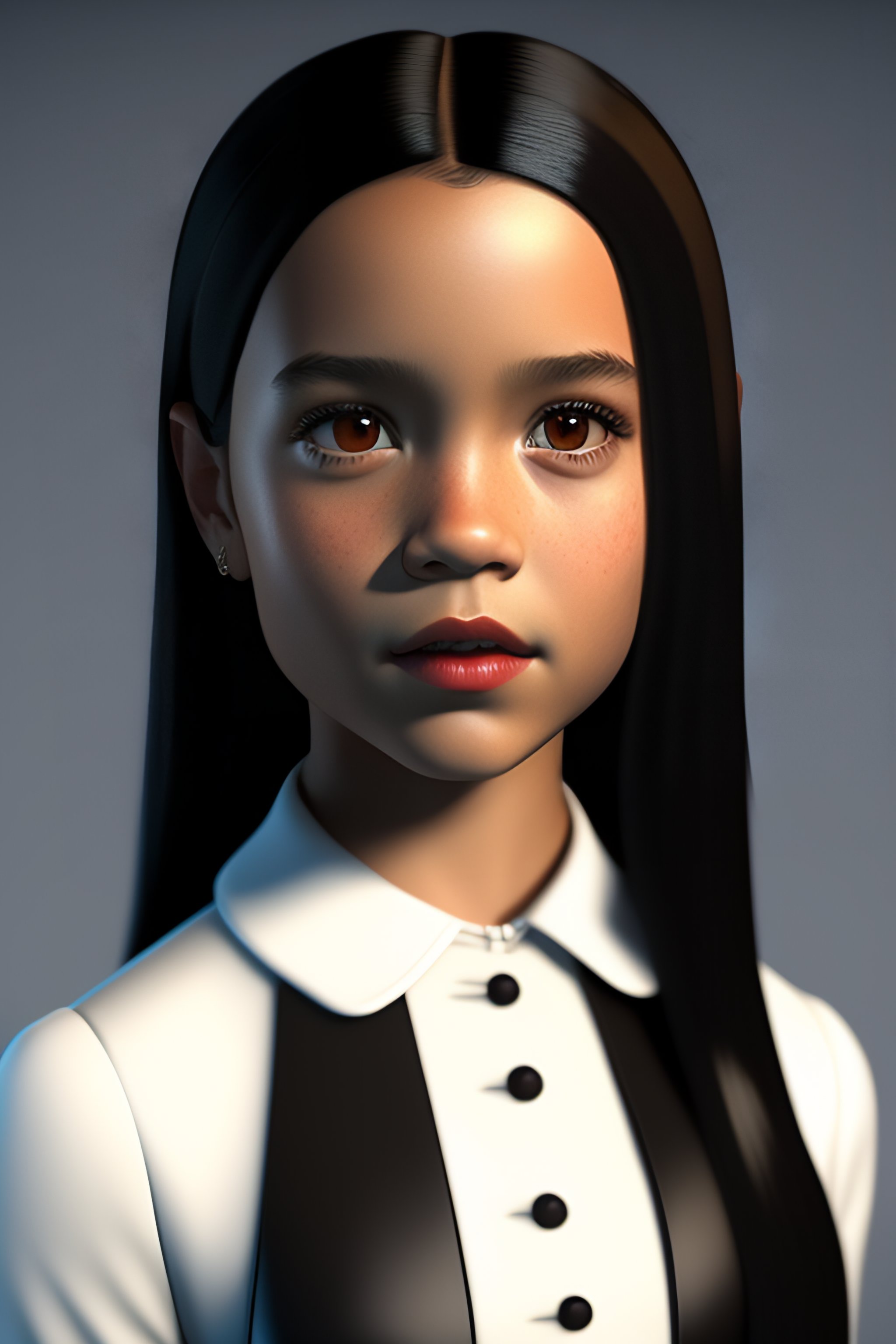 Lexica - Disney style 3d model of jenna ortega as wednesday addams