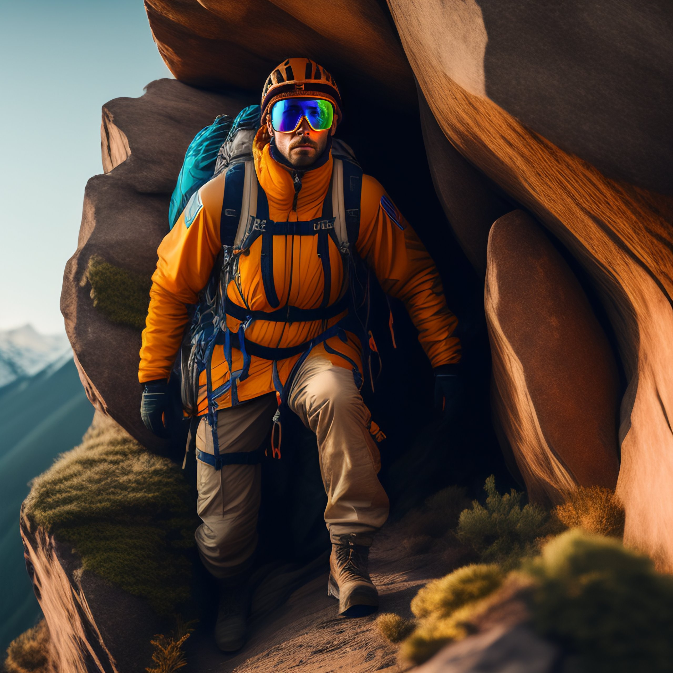 Lexica Mountain climber 4k, Costumes and props, Knolling, Knolling