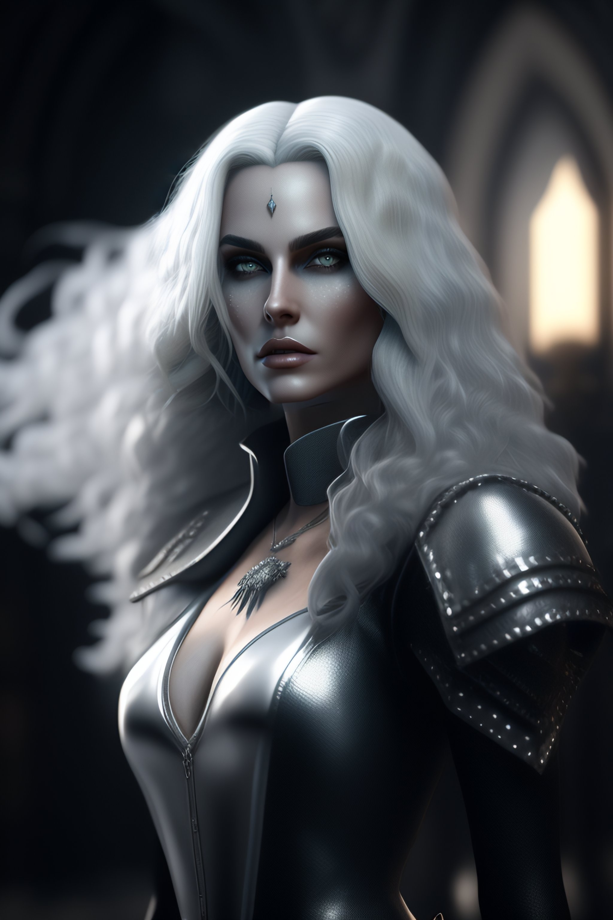 Lexica - Pixel art, silver white long hair, lady vampire, dark, creepy ...