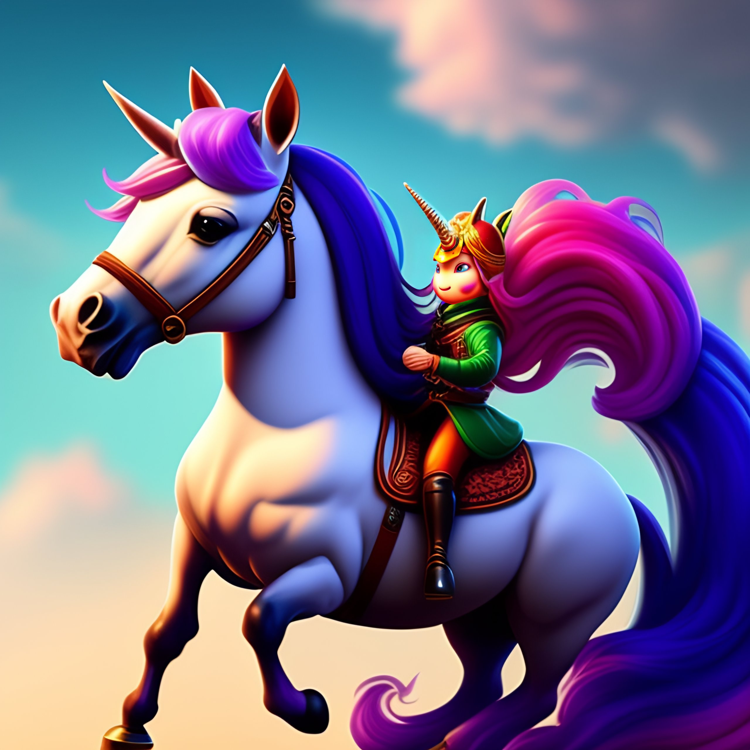 Lexica - A secret ninja riding on a unicorn, pixar style
