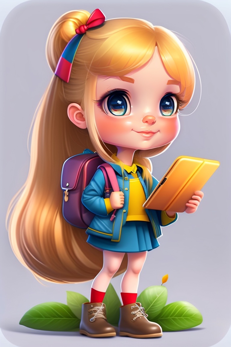 Lexica - A cartoon character, a beautiful and playful blonde girl who loves  learning and discovering everything new. She goes to school and loves to ...