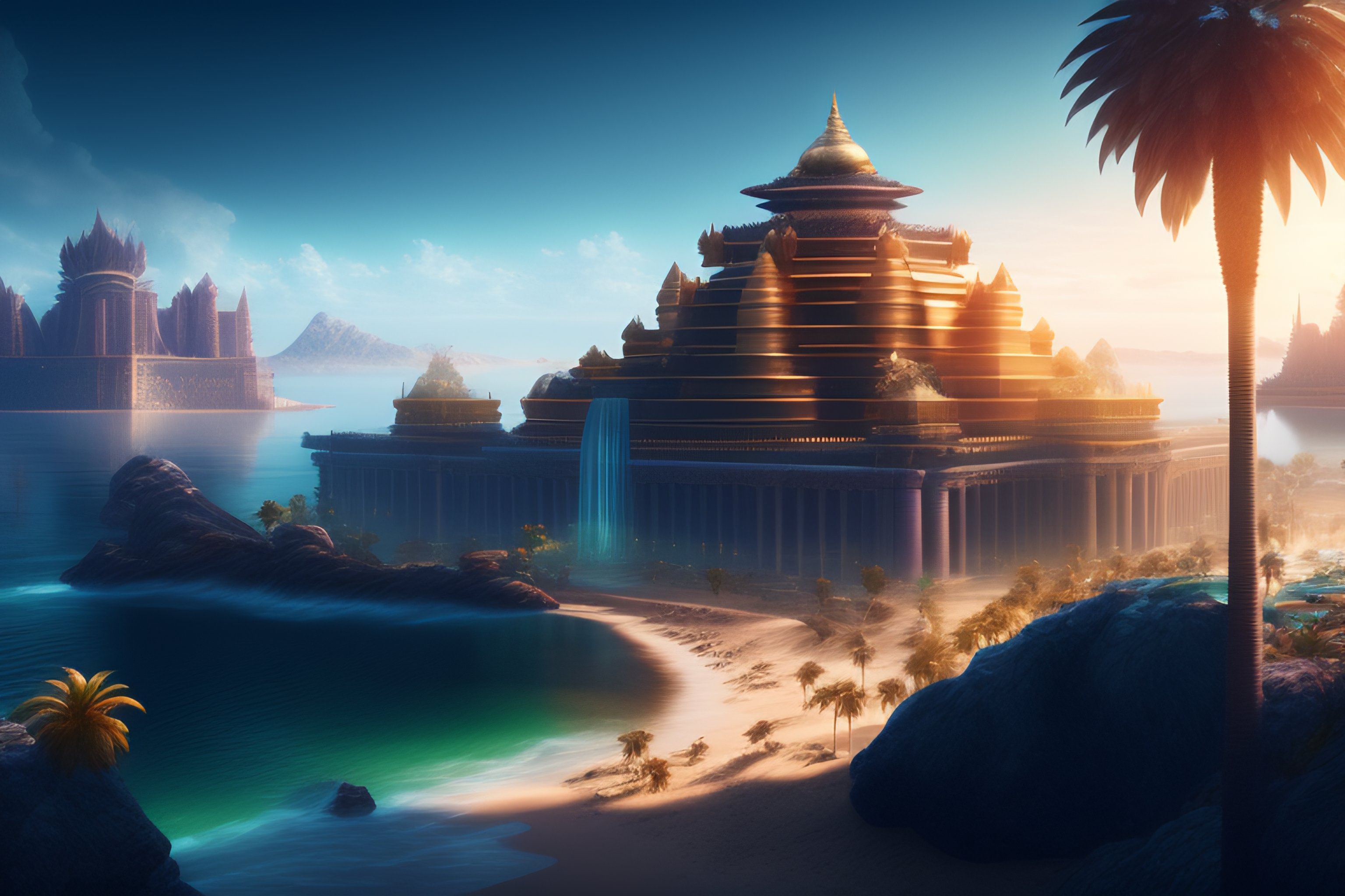 Lexica - Most beautiful and gigantic multiple palace city of the gods ...