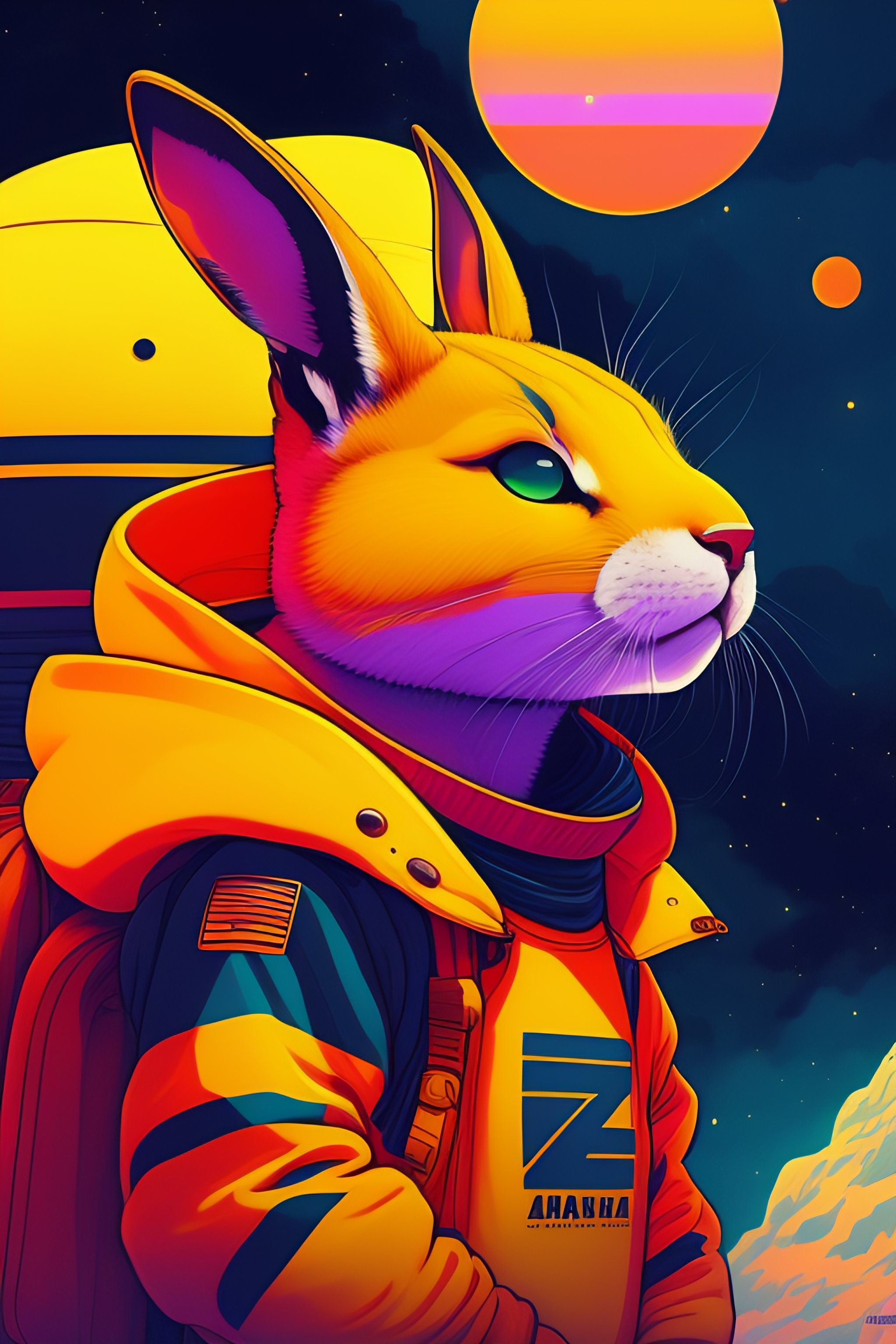 Lexica - Photo of a rabit monster in the space, style of laurie ...