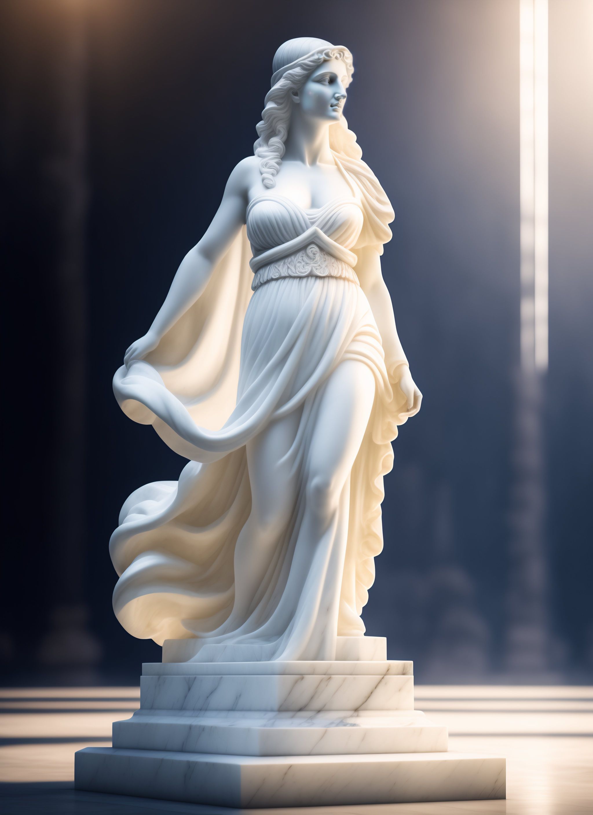 Lexica A Realistic Full Body White Greek Marble Statue Of A Beautiful Italian Girl Wearing A