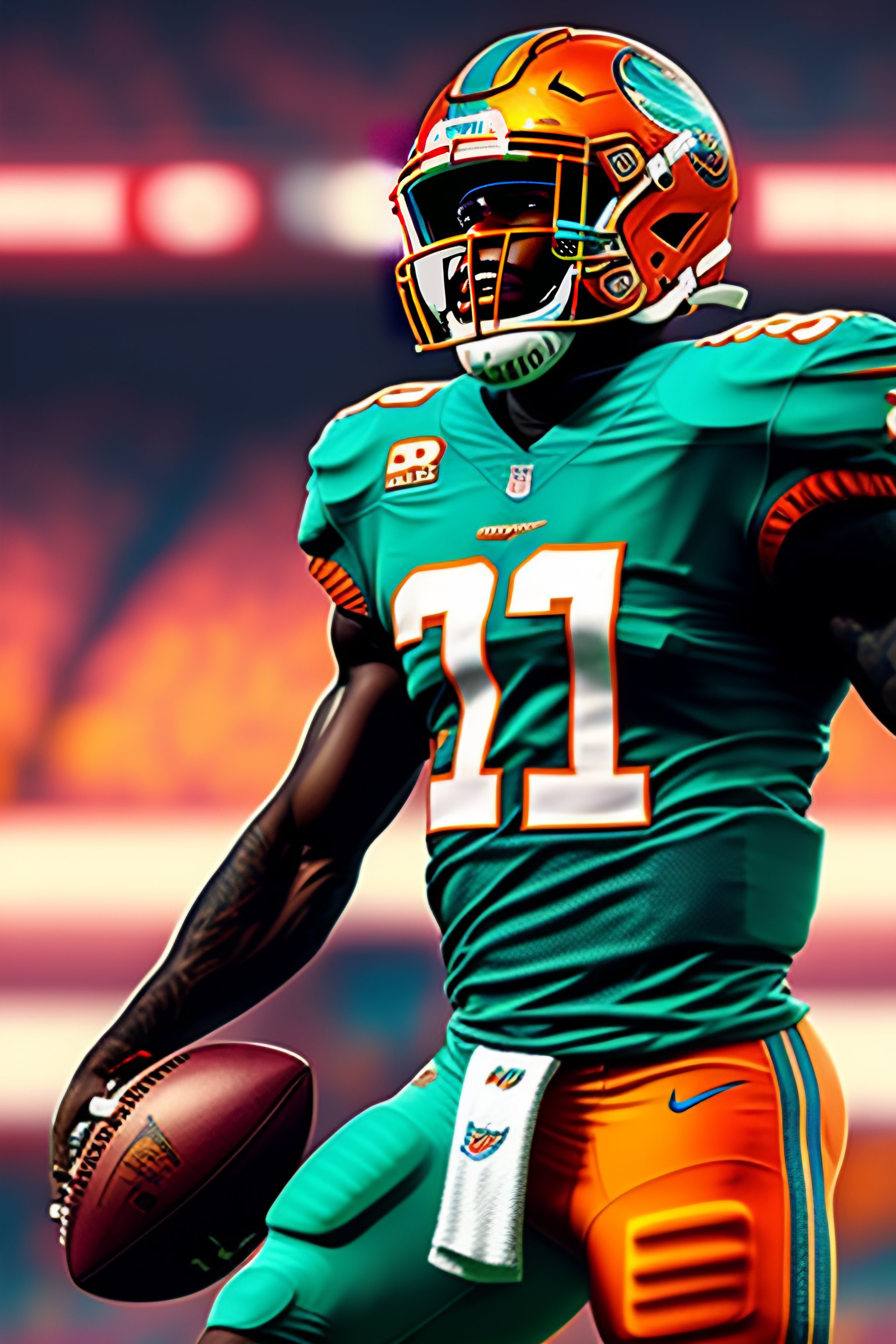 Tyreek Hill Football Edit Tapestries Dolphins - Tyreek Hill