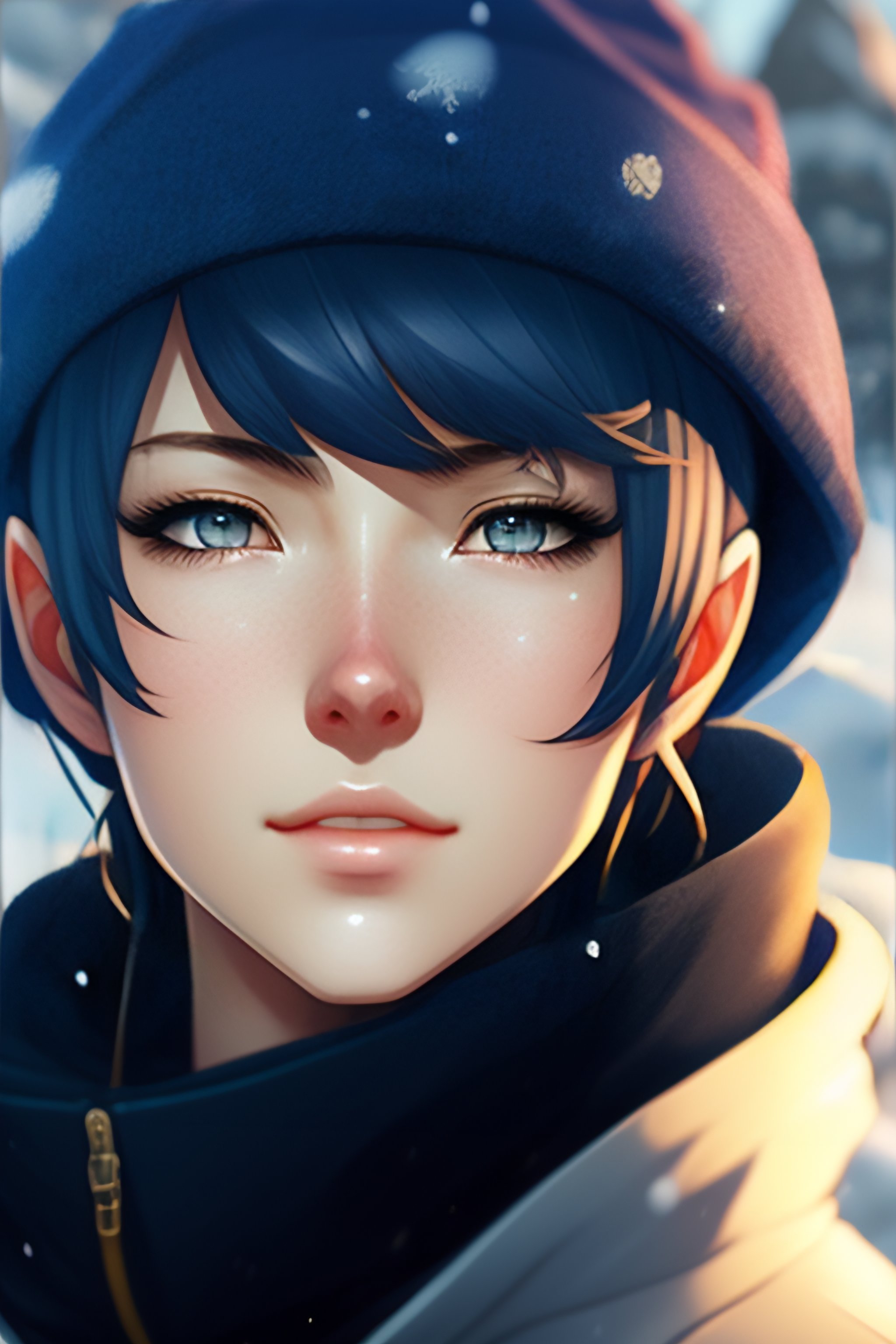 Lexica - Anime portrait of a 17 years old girl with blue short hair, a ...