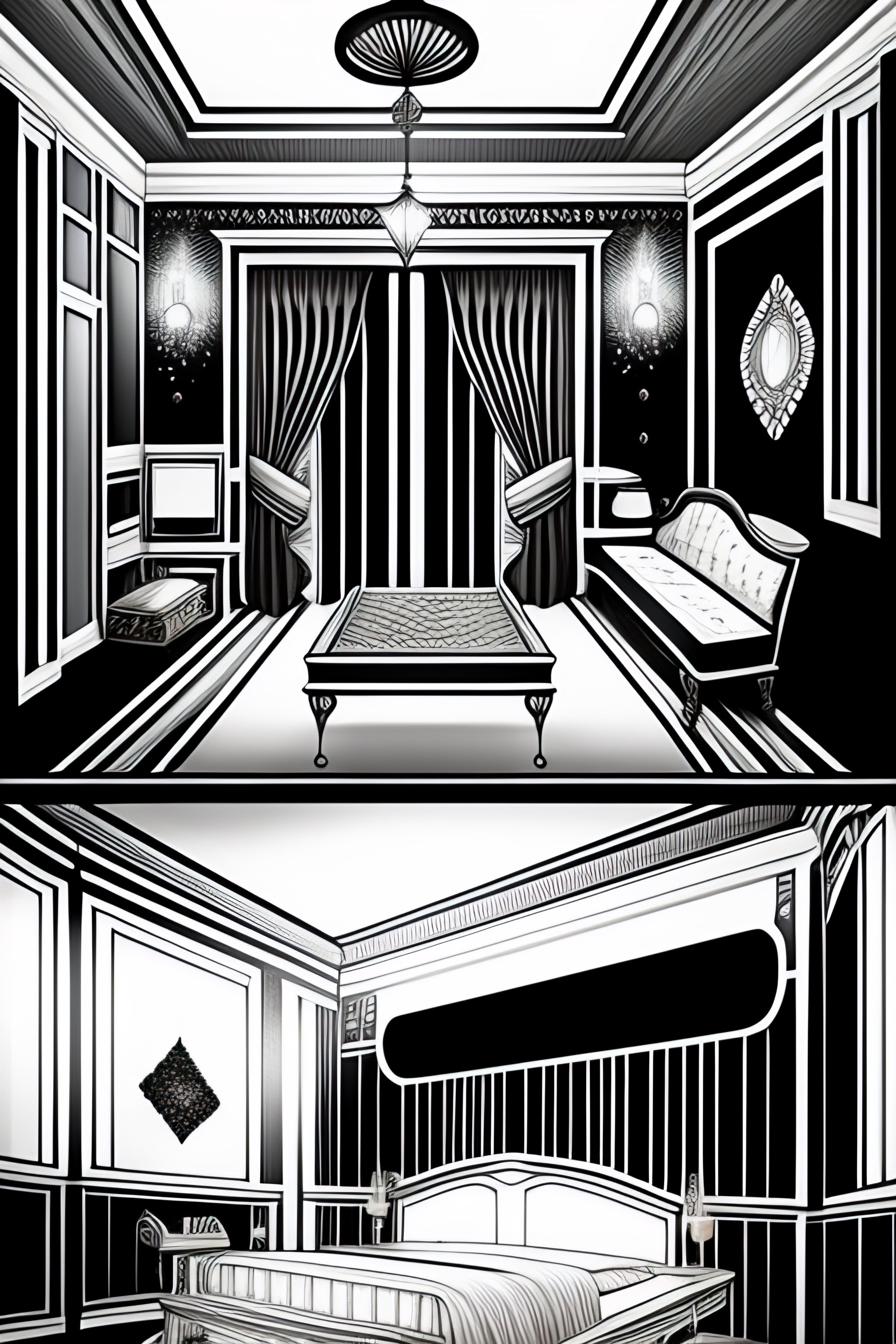Lexica - House bedroom, rich interior, detail ornate, gold and wood, 1 ...