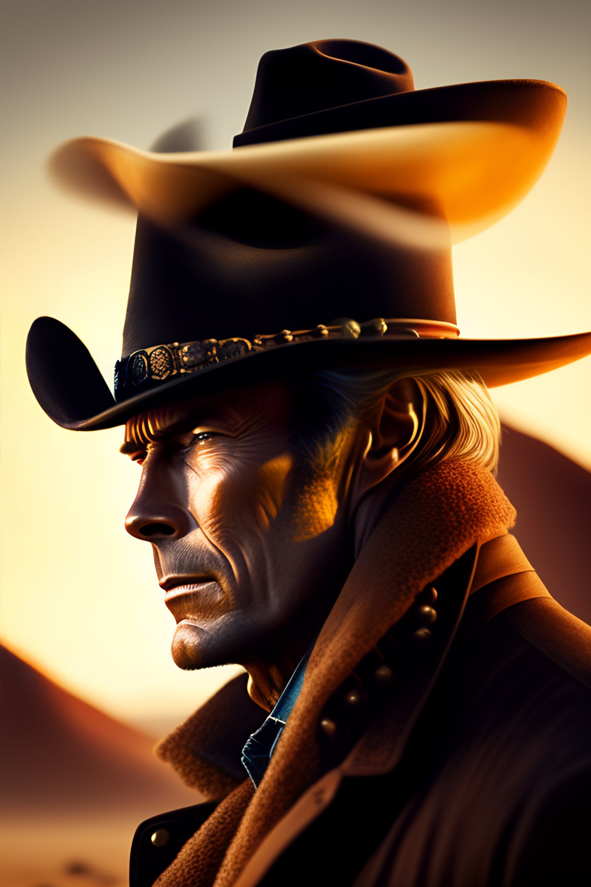 Lexica - Portrait shot of clint eastwood western cowboy firing revolver ...