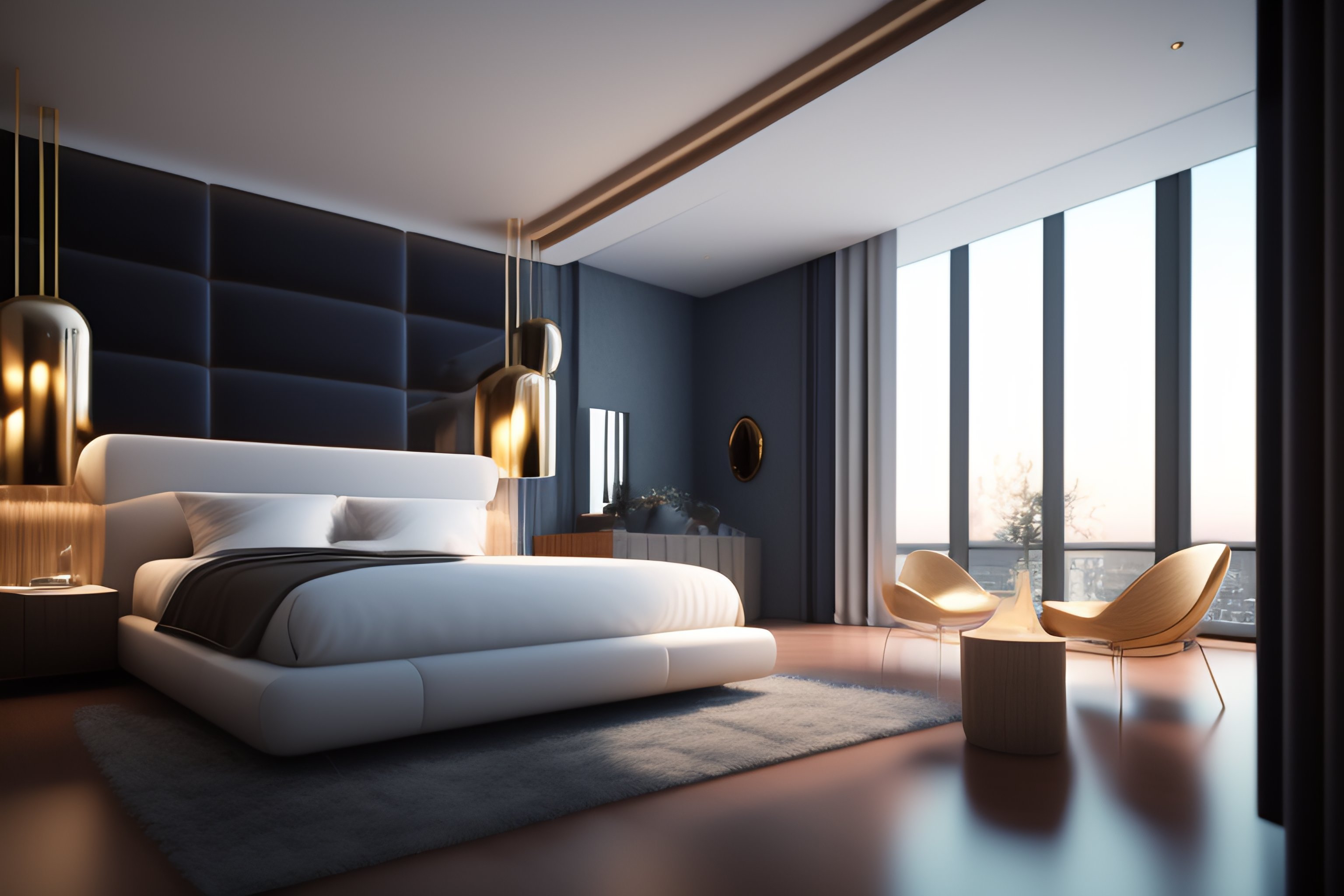 Lexica - An ultra wide angle photo of a floating bed hovering above the ...