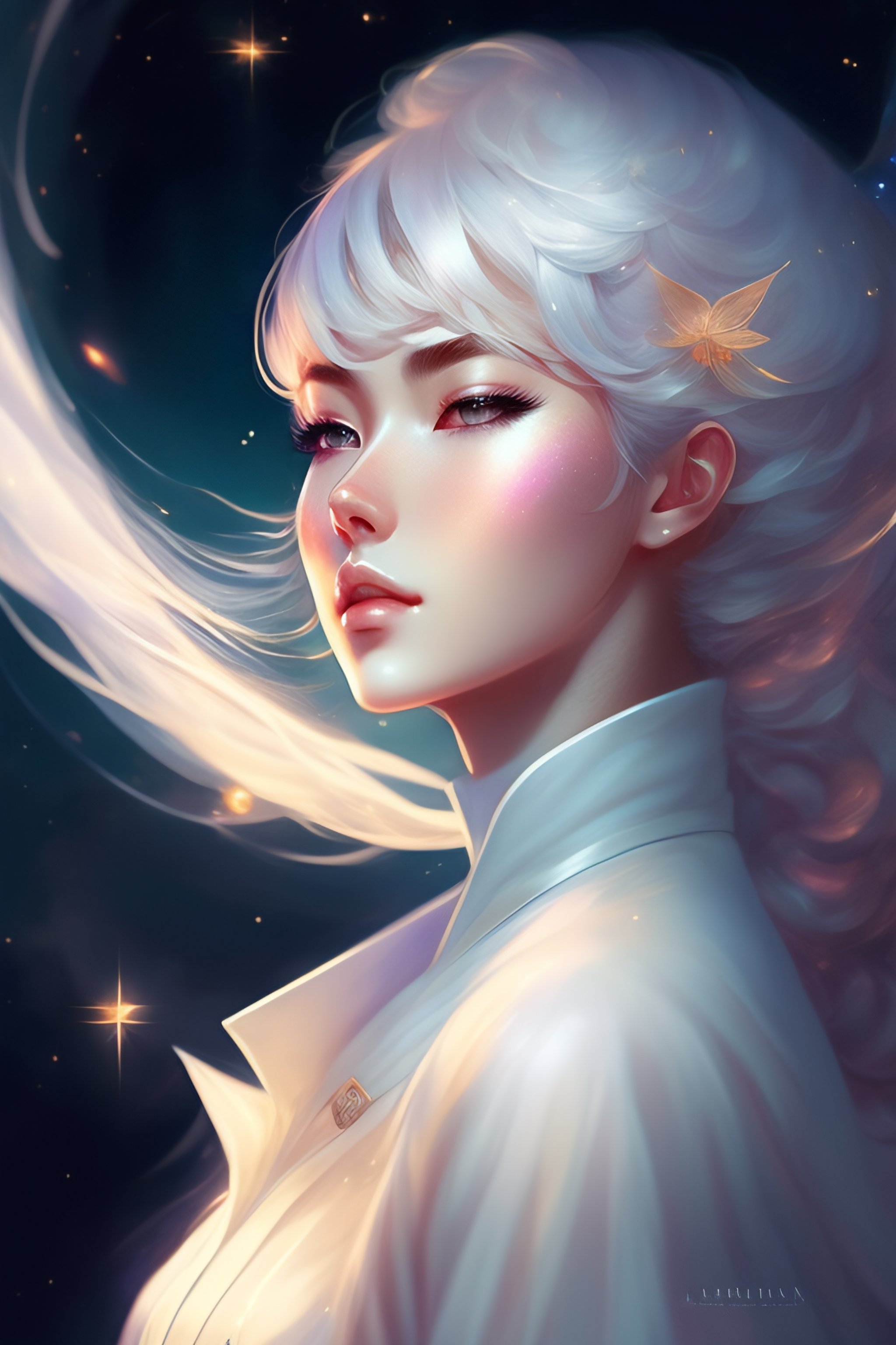 Lexica - Beautiful anime boy with short white hair, character portrait, 1 9  6 0 s, long hair, intricate, elegant, highly detailed, digital painting