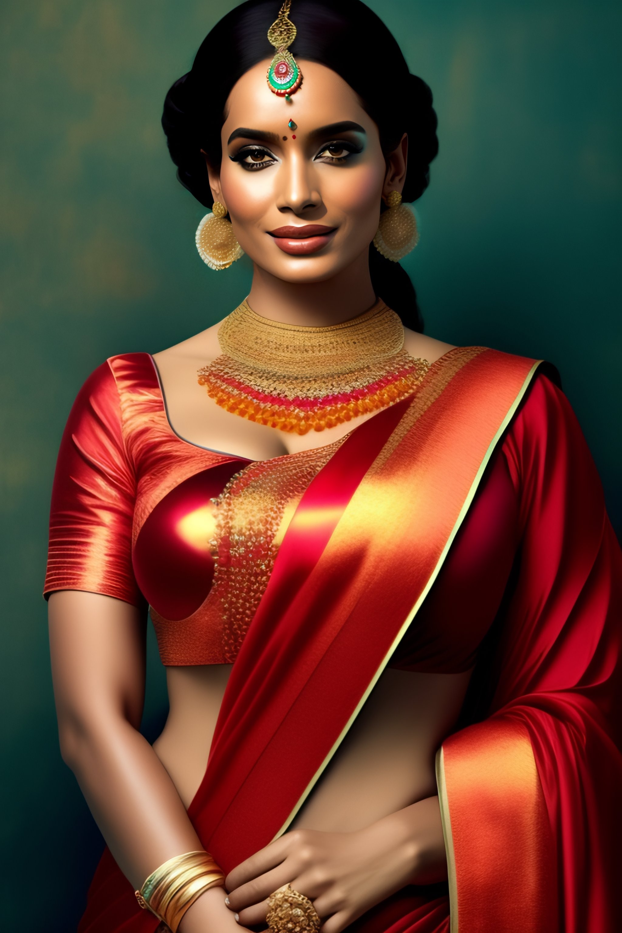 Lexica - Young north indian girl in a saree, christina hendricks