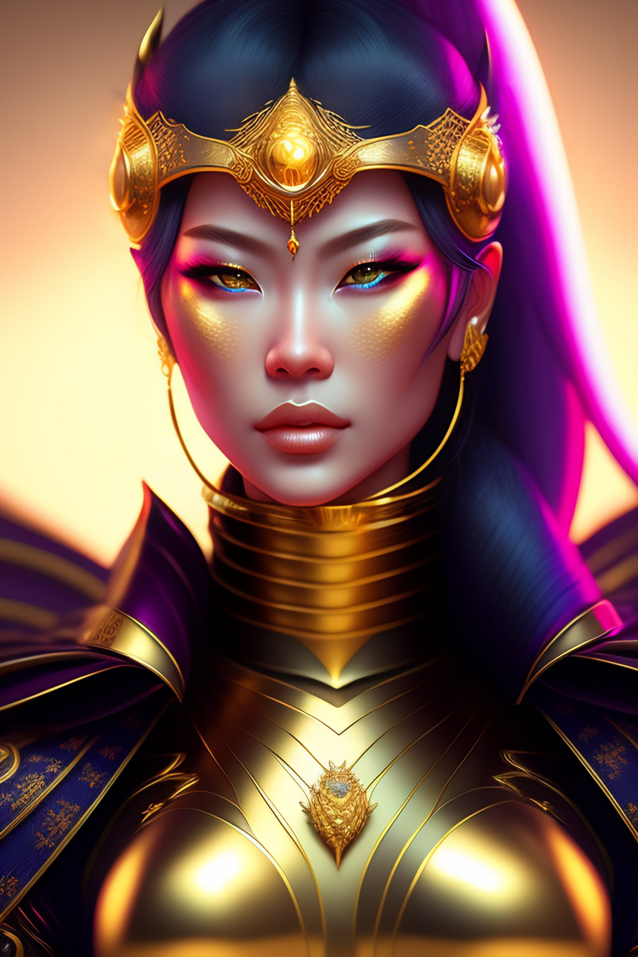 Lexica - Portrait of a gold-plated, queen cyberpunk, cyborg ninja ...