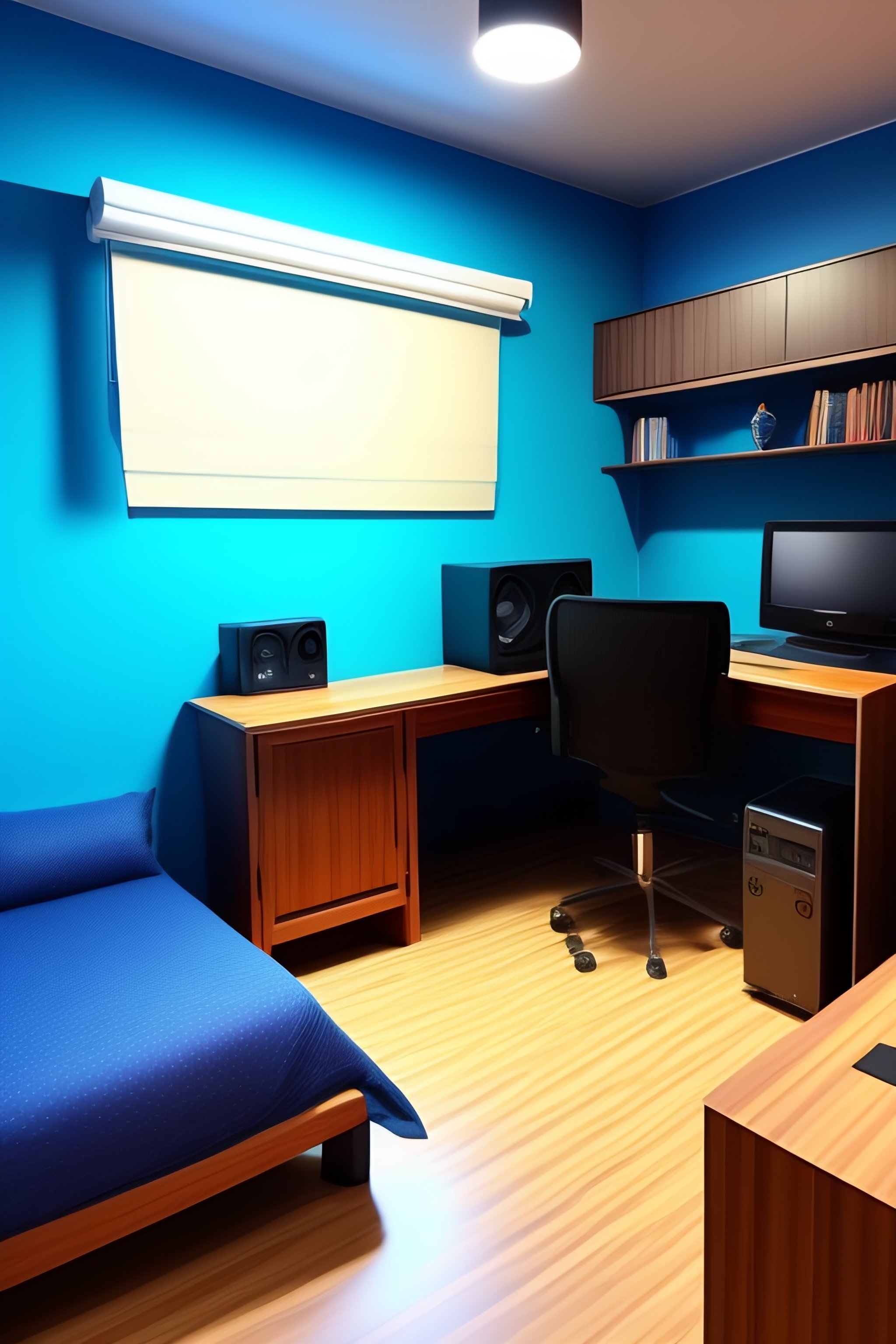 Lexica - Hd studio room, tech, laptops, notes, books, blue colour, fxaa ...