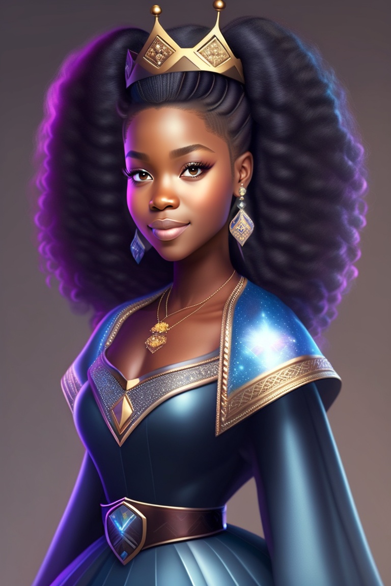 Lexica A black princess, with characteristics of princess Elsa from