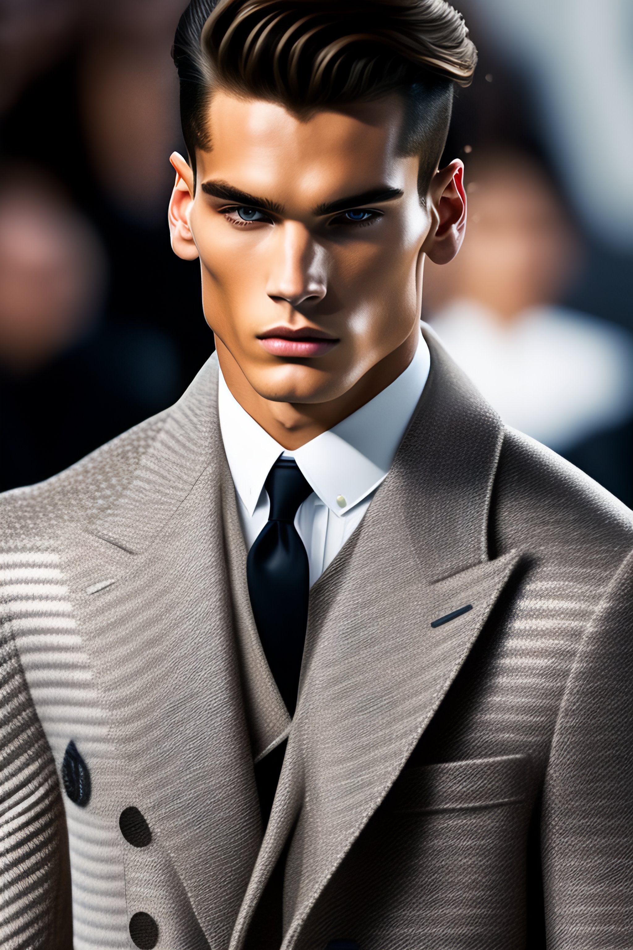 Lexica - Close up of a male model walking for chanel