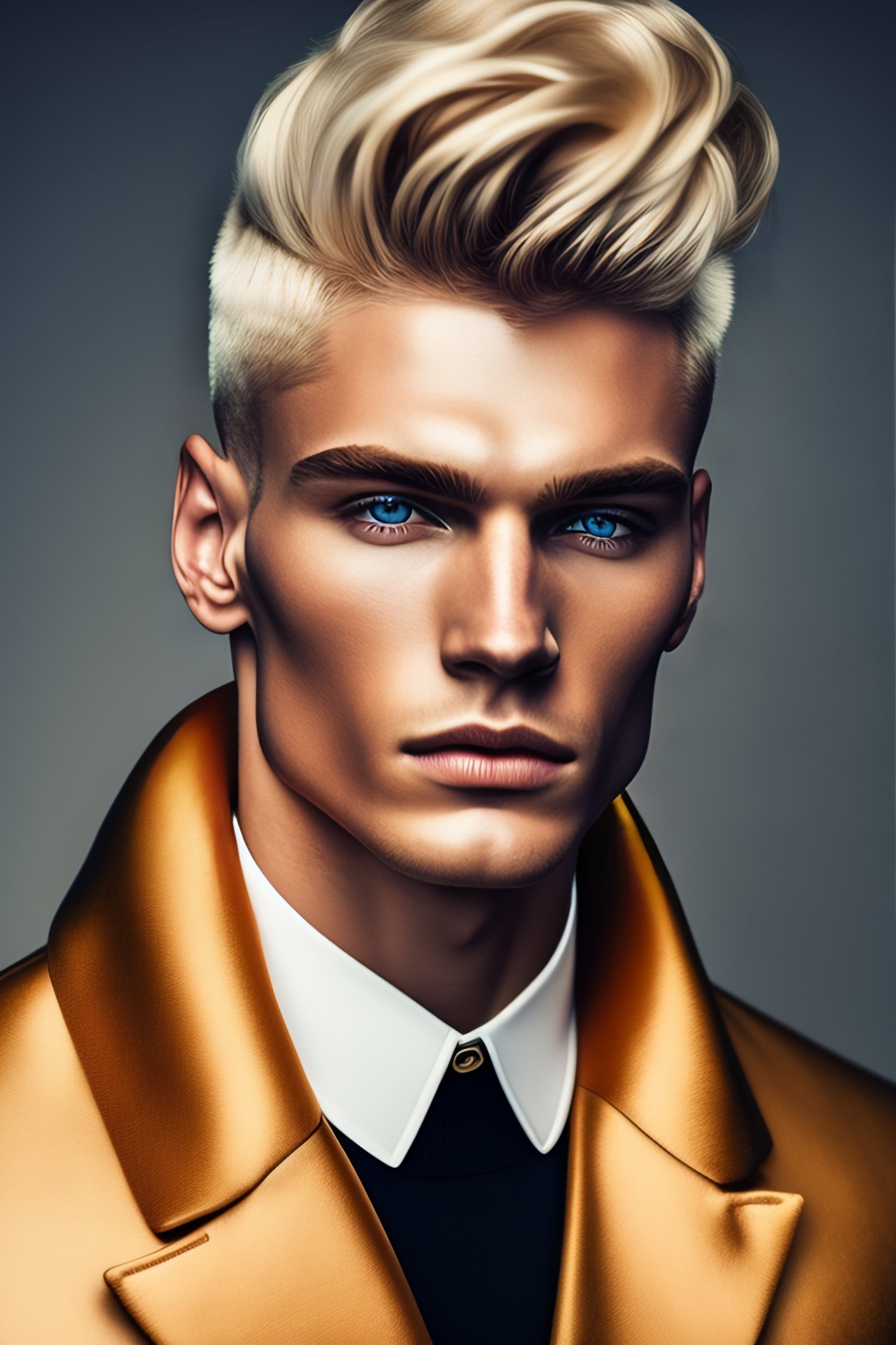 Lexica - A photo close-up of a beautiful blonde man, fashion editorial ...