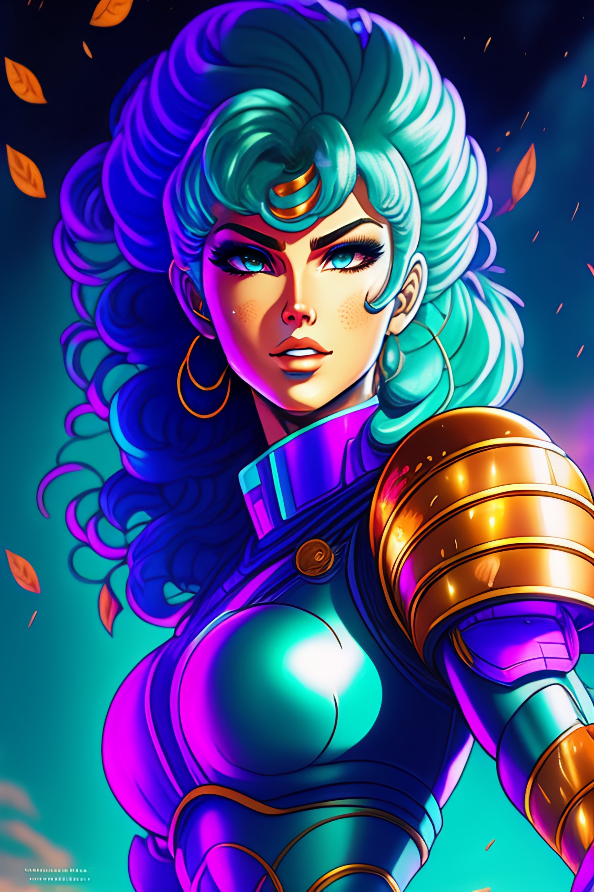 Lexica Bulma in Saint Seiya style. Falling leaves and greek column