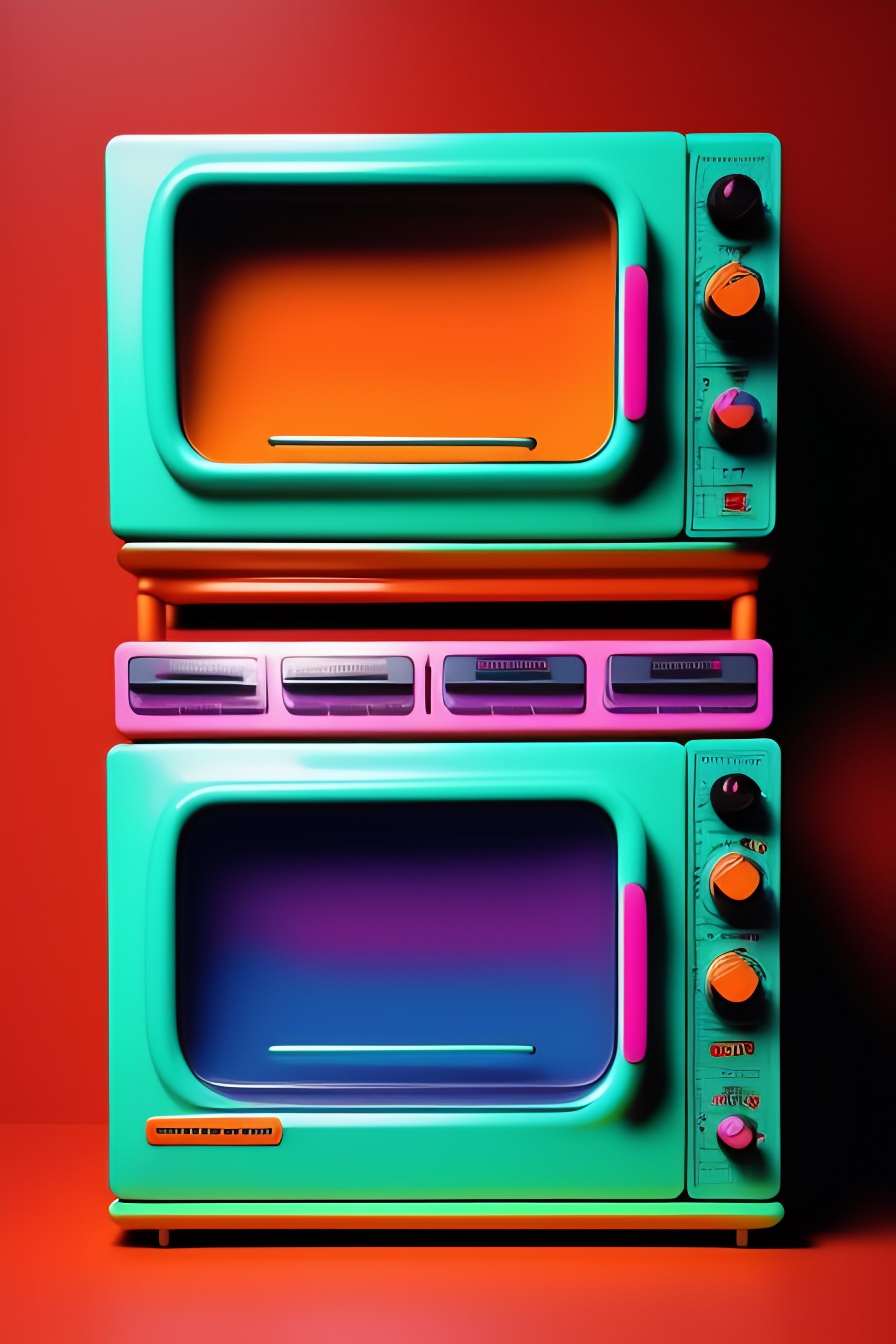 Lexica - Colorful 80s Memphis group Style oven by Dieter Rams food