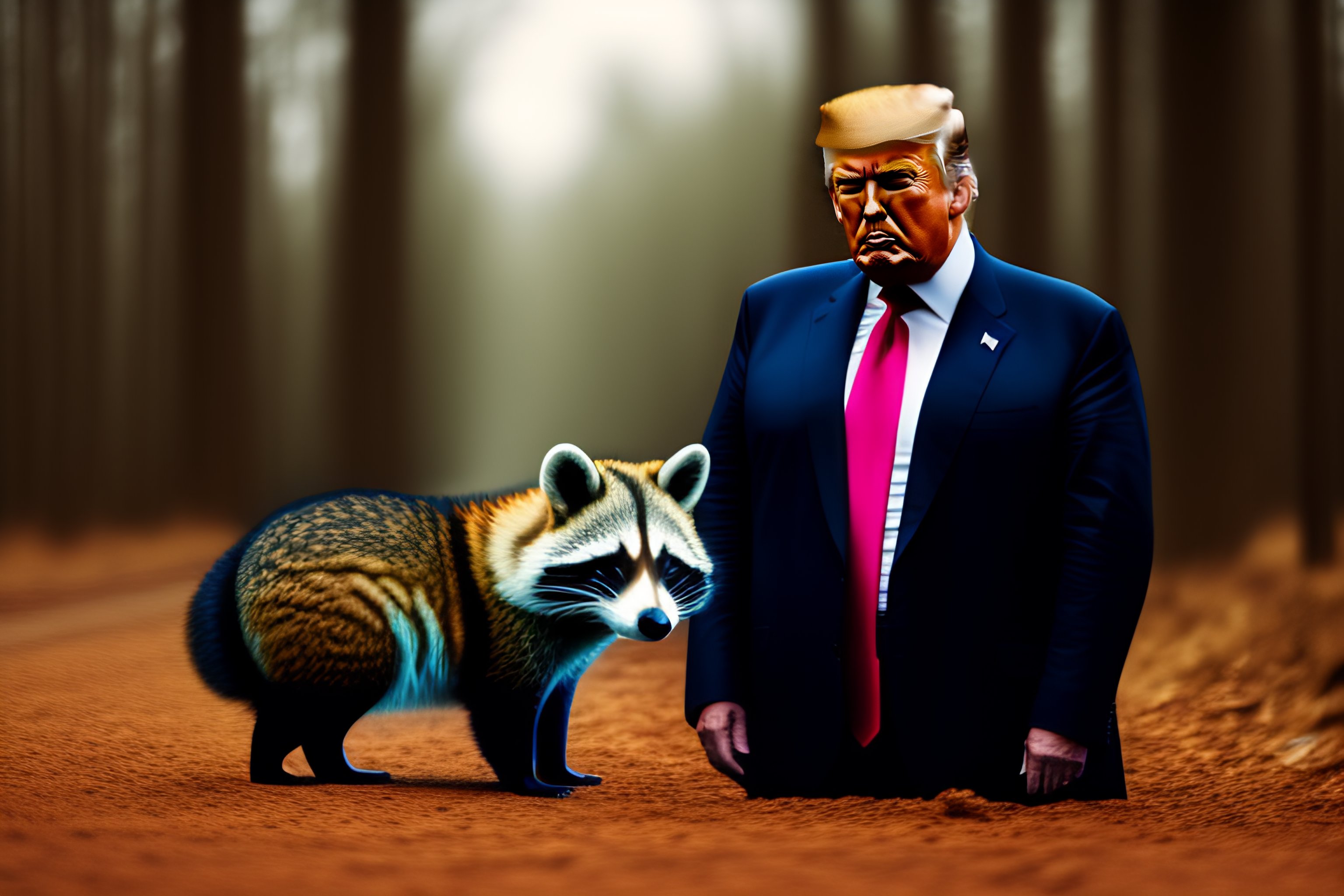 Lexica - Photo of donald trump and a raccoon