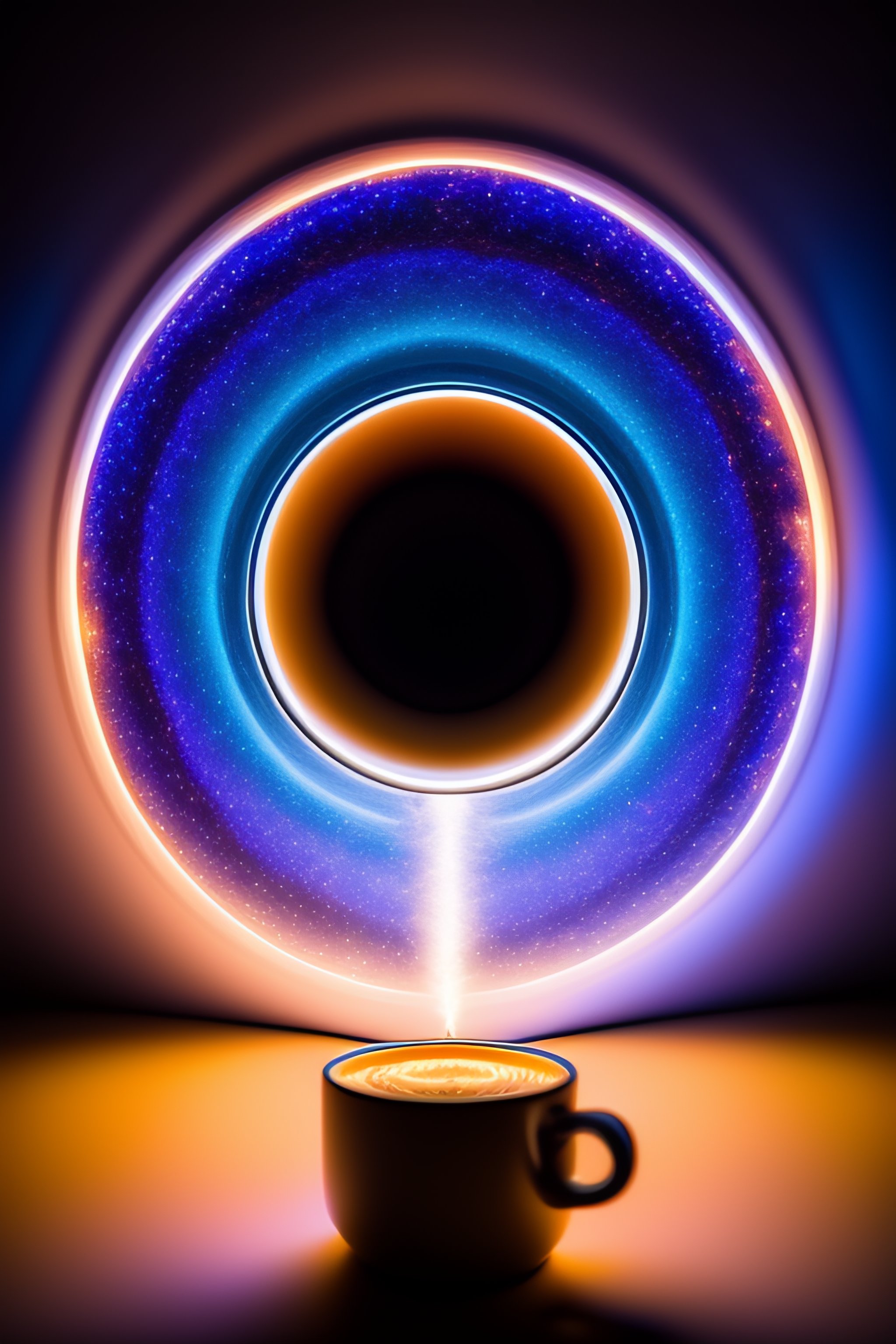 Lexica - Galaxy coming out of a coffe cup, projector, very intrincade ...