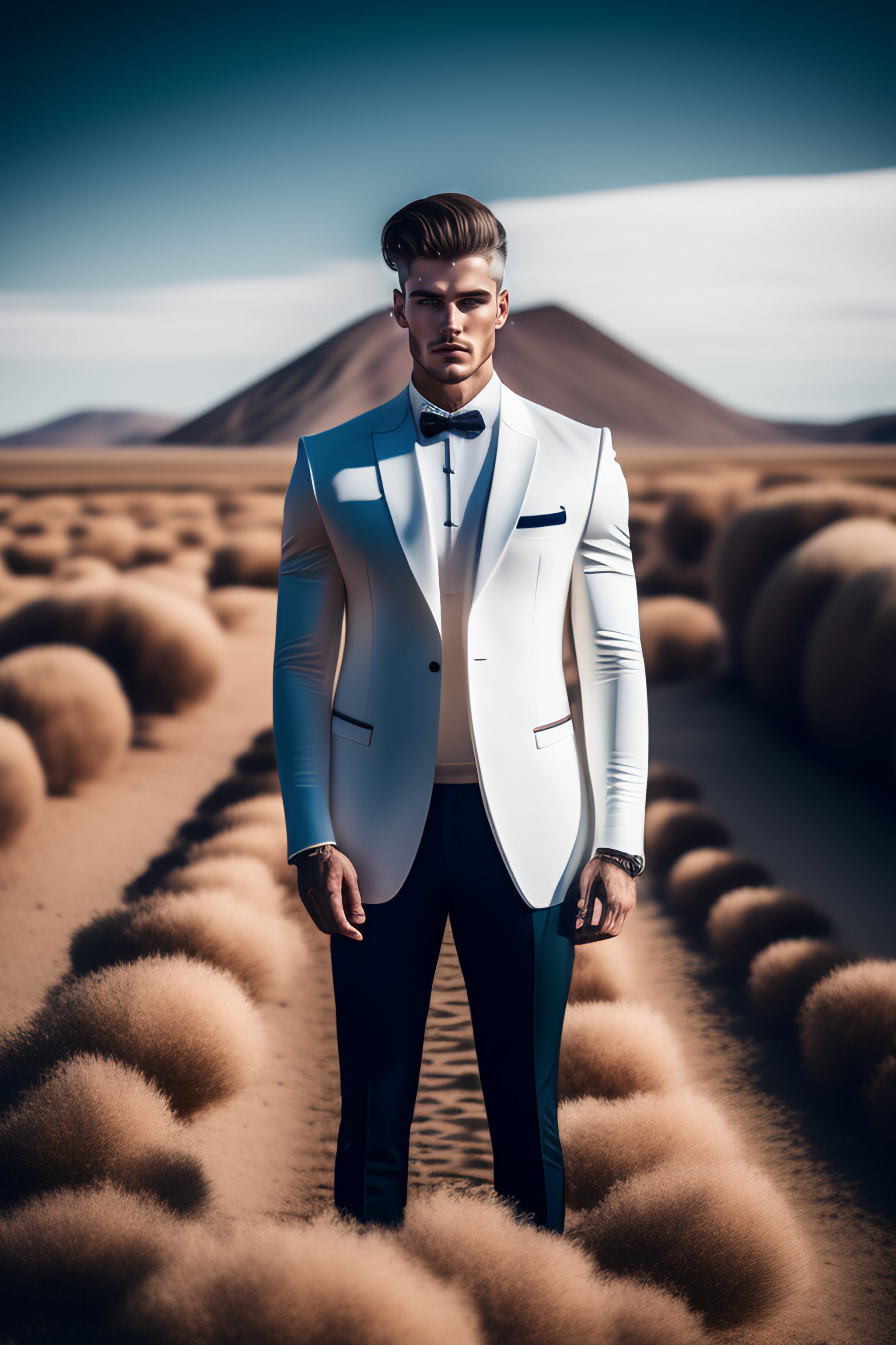 Lexica - Ultra hd! editorial, white male model, black and chrome ...
