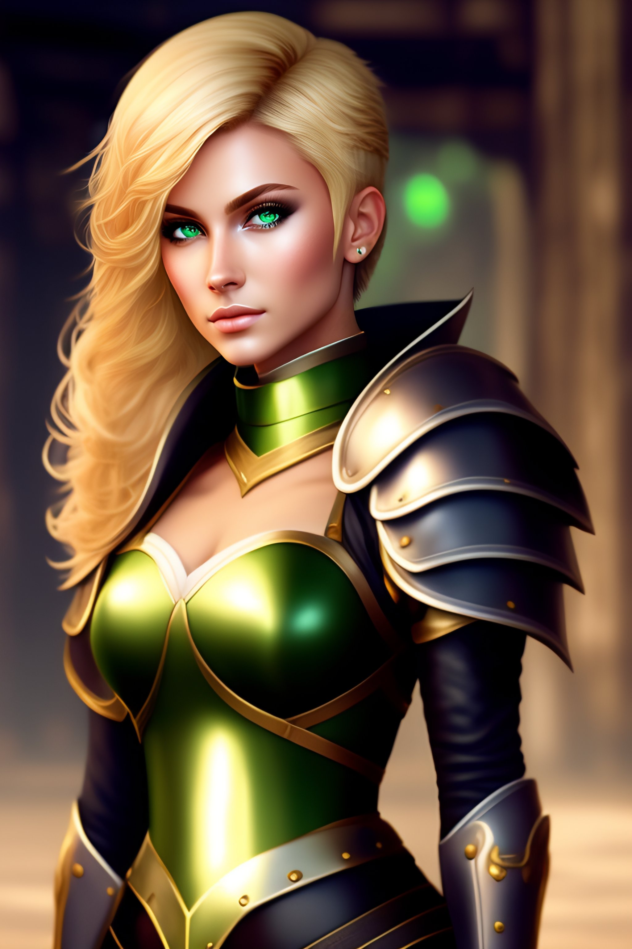 Lexica - Young adult female, leather armour. blonde hair, pixie cut ...