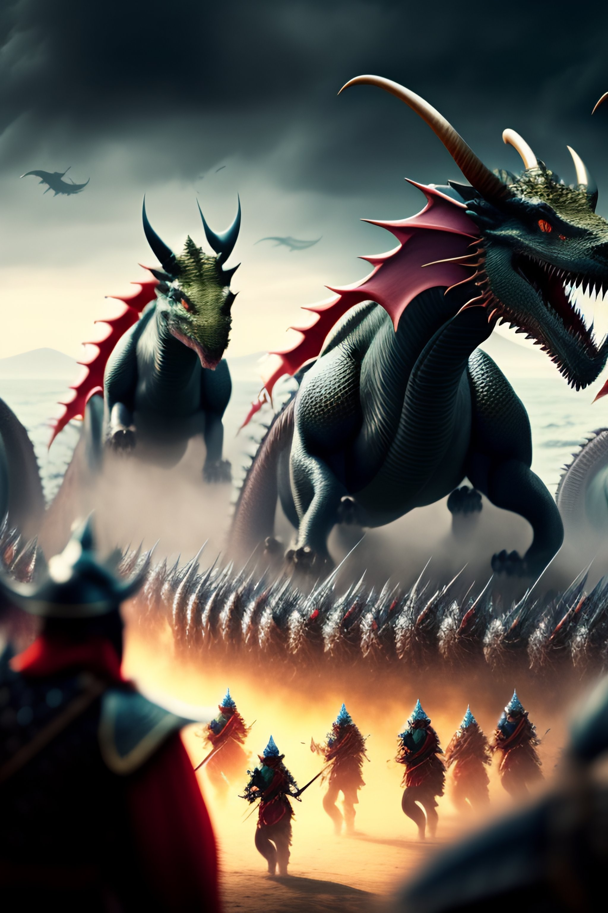 Lexica - An army of Dragons battling against an army of humans