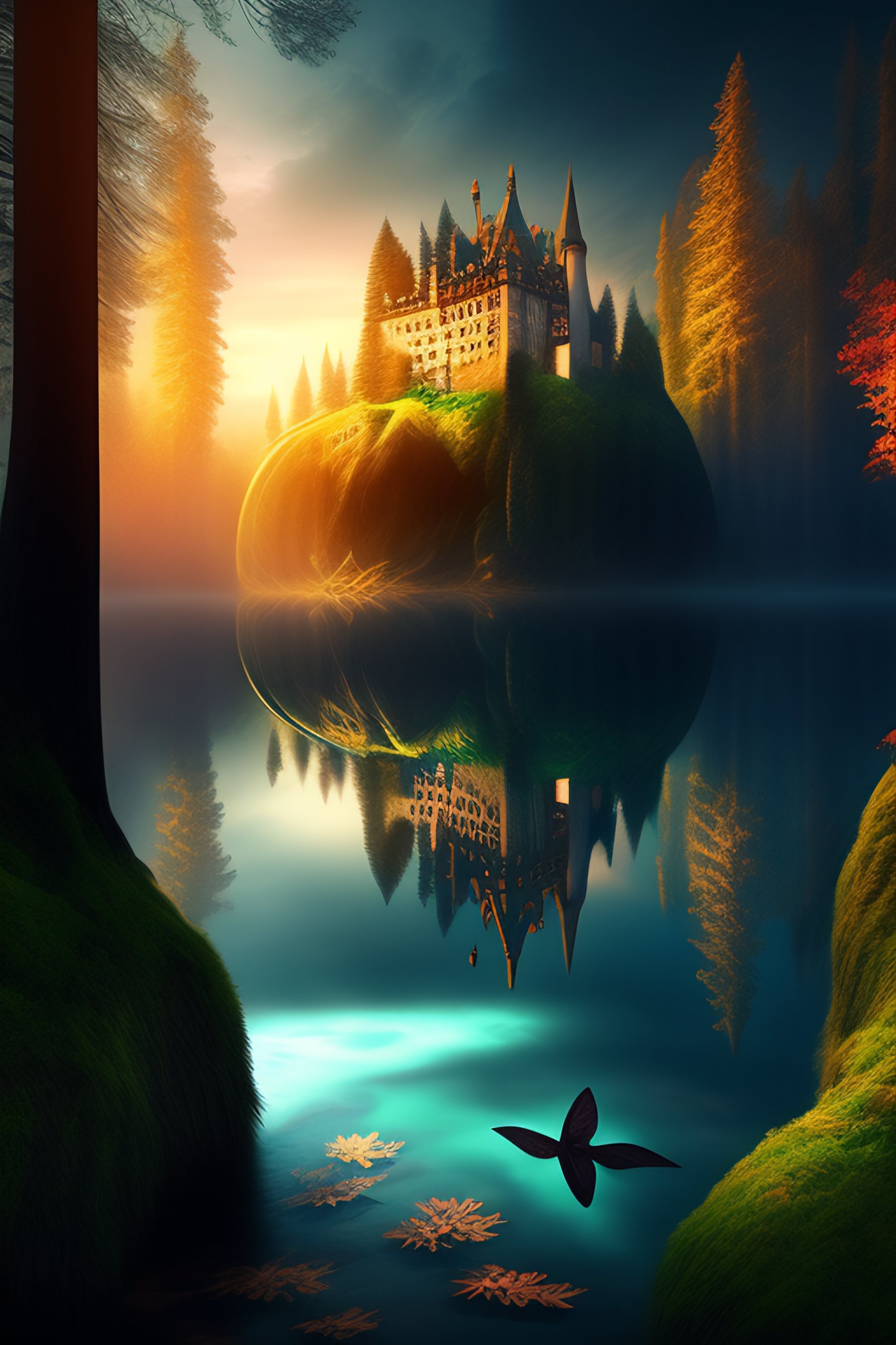 Fantasy Forest Castle Wallpaper