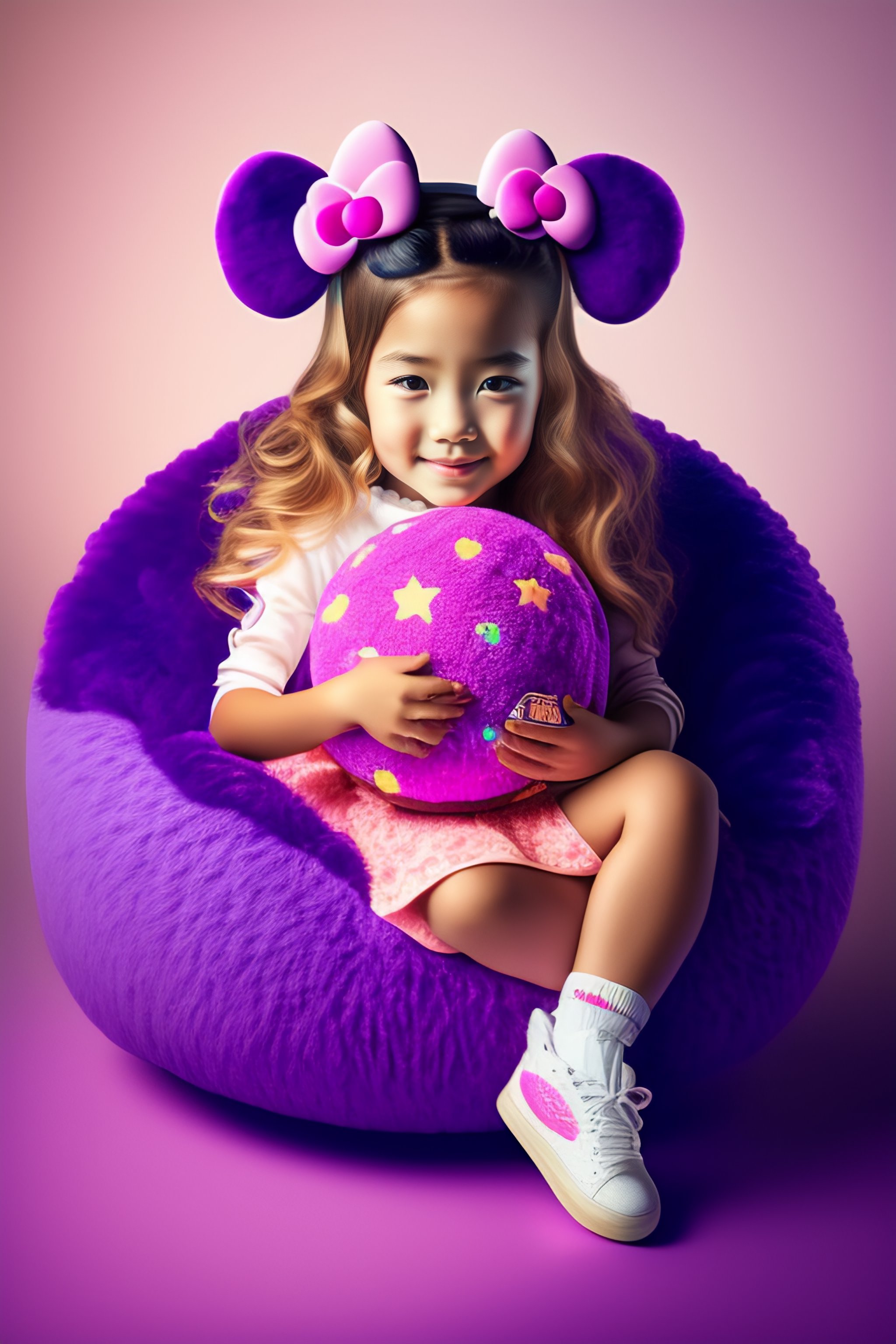 Lexica Cute adorable 5 year old girl holding hello kitty stuff toy