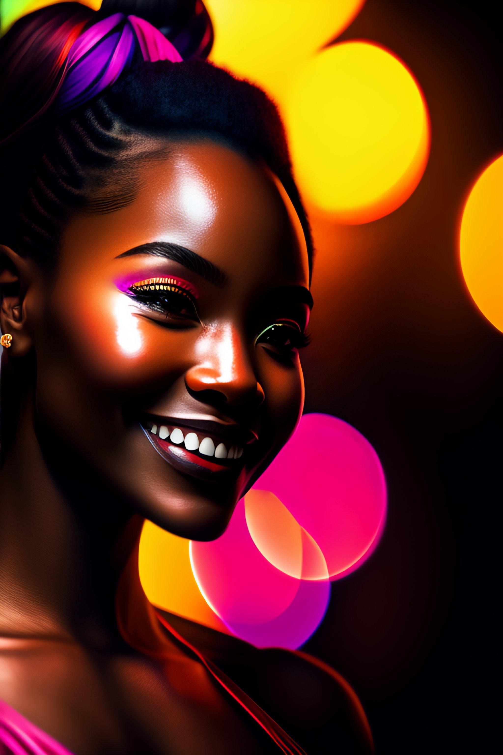 Lexica - Hyper realistic portrait of a black mythical cat girl,(((smirk ...
