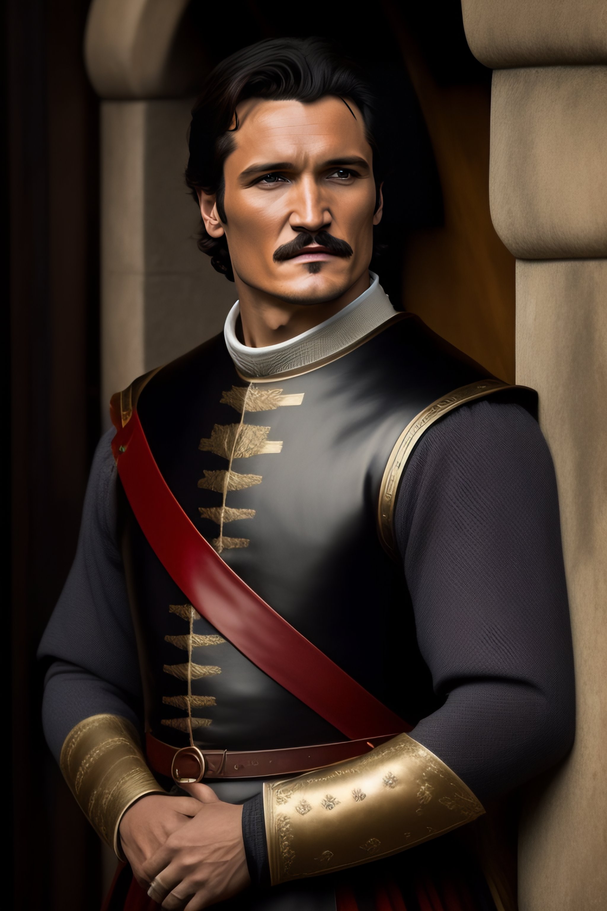 Lexica - Pedro Pascal as robber in medieval style, detailed, art