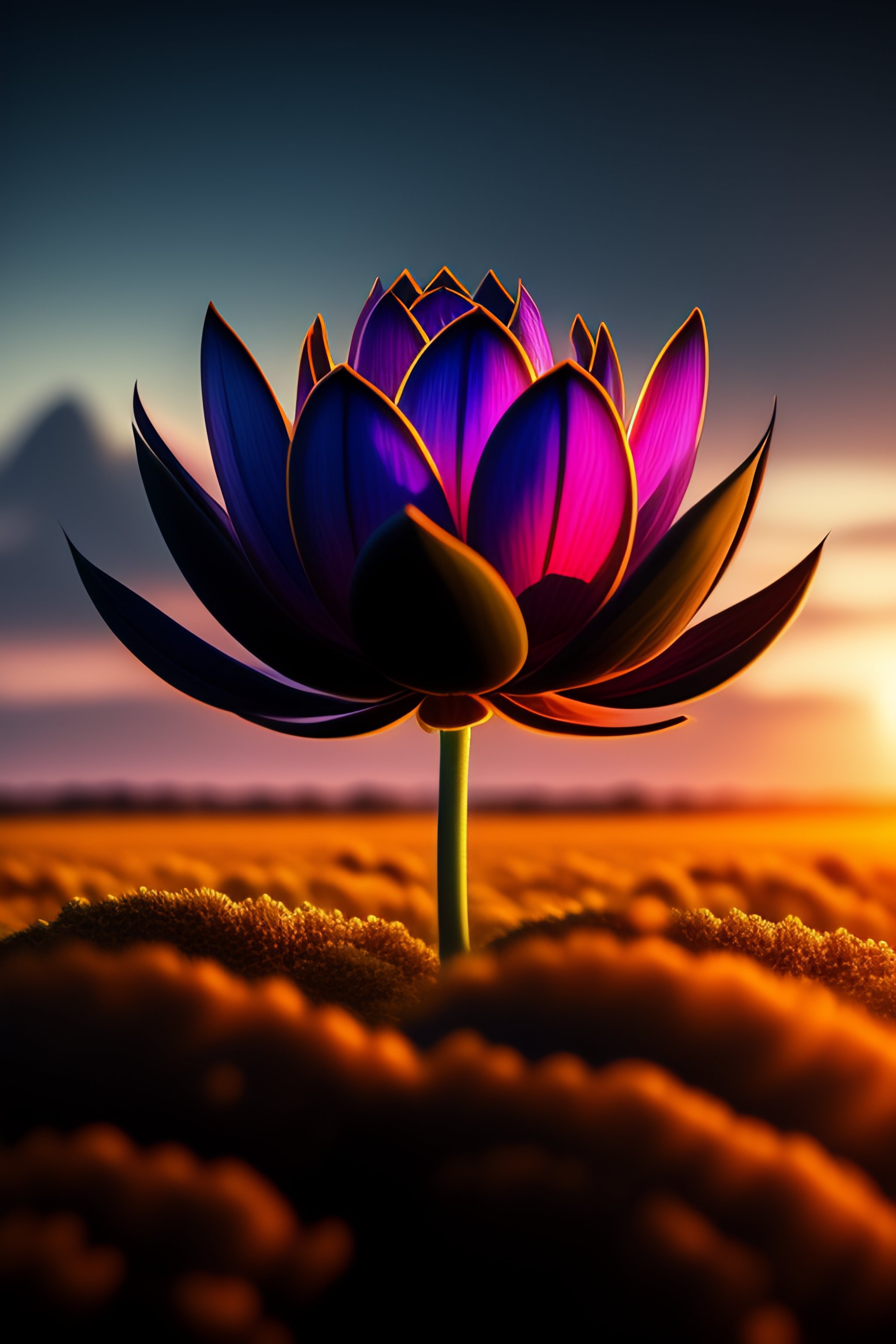 lexica-a-beautiful-digital-artwork-of-a-black-lotus-flower-in-a-field