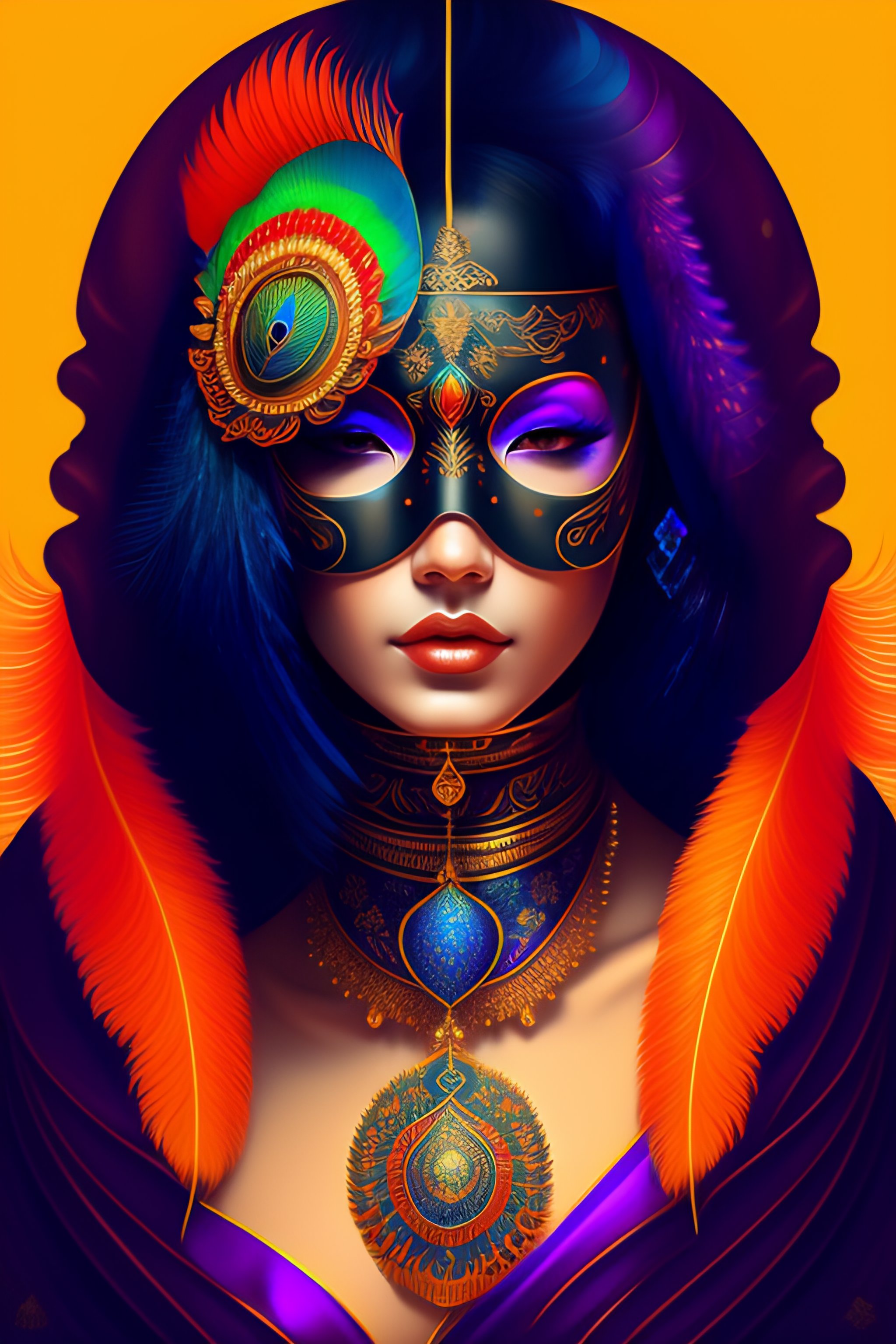 Lexica - Centered detailed portrait of a masked woman wearing a ...