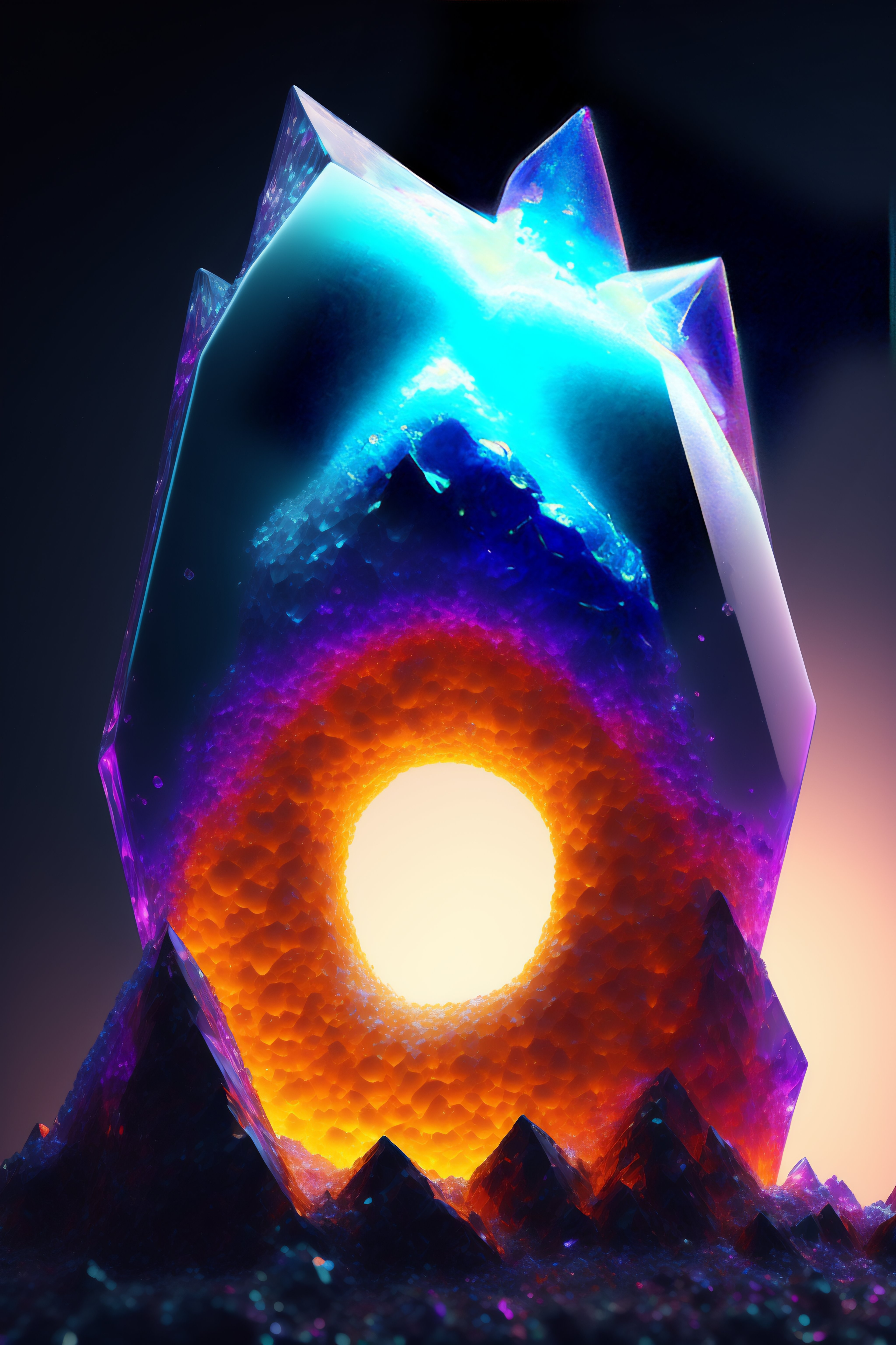 Lexica - Giant sparkling crystalline structure, pixar, 8k