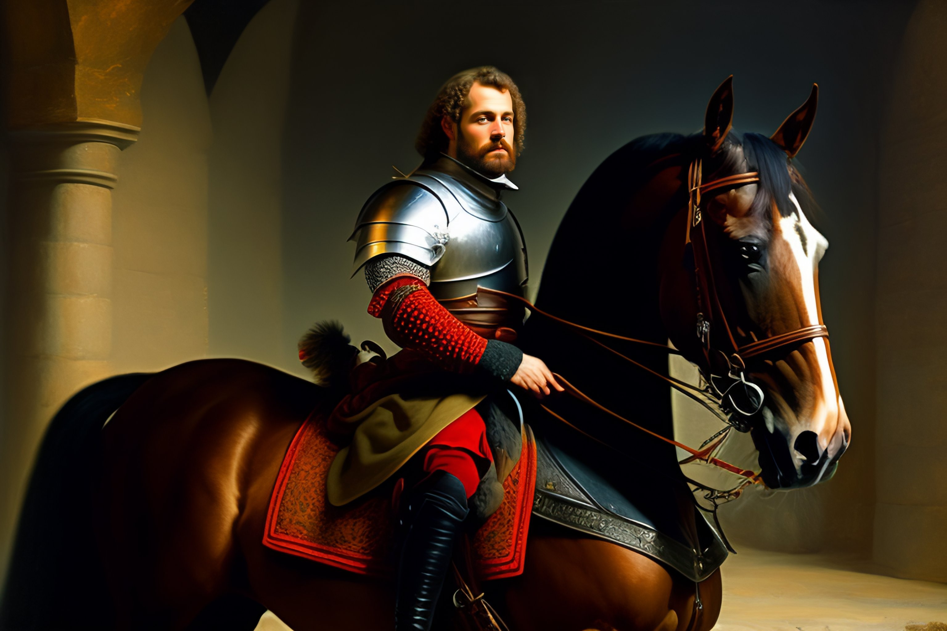 Lexica Portreit of a medieval knight by Rembrandt